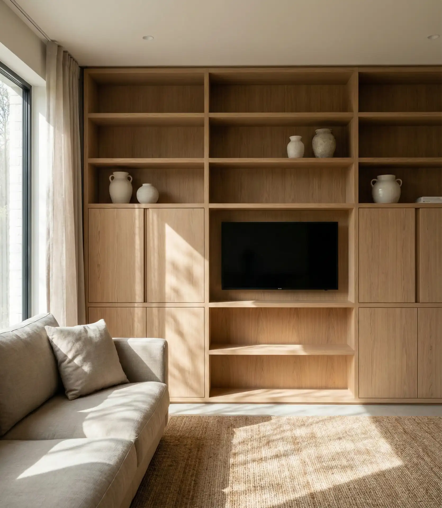 Built-In Shelving Grid with TV Niche 2