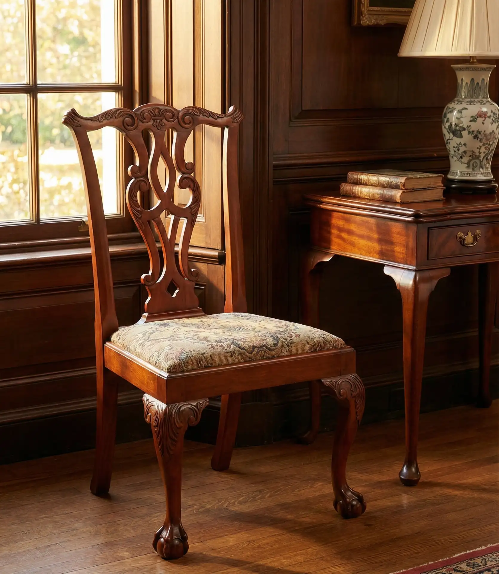 Carved Wooden Chairs with Ornate Traditional Details 1