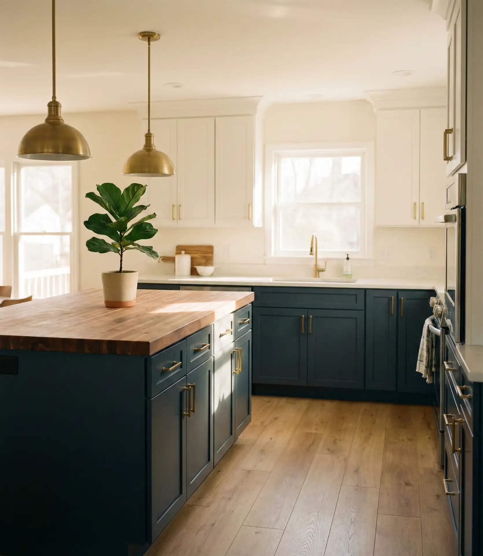 Charcoal Blue with White and Wood 1