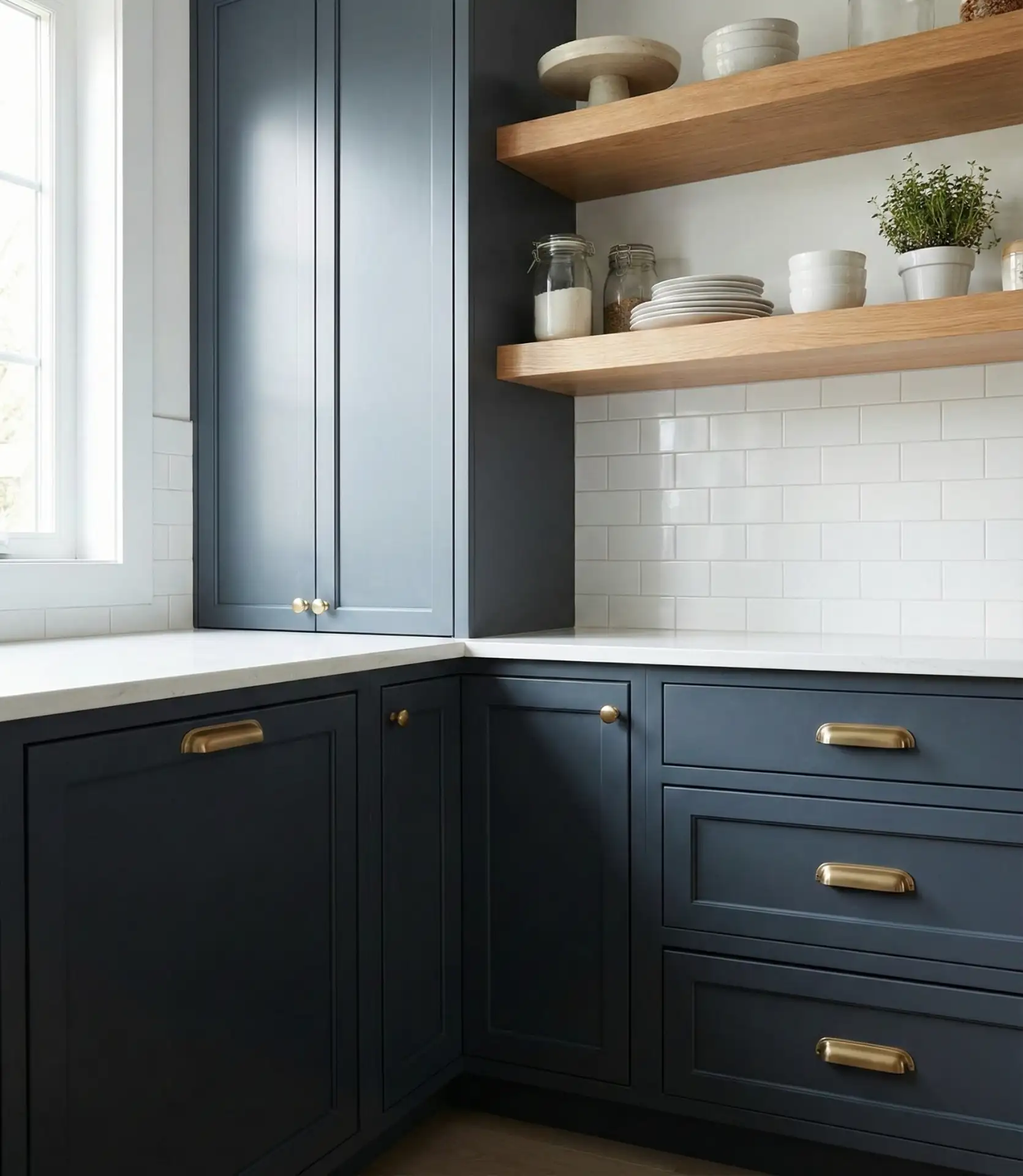 Charcoal Blue with White and Wood 2