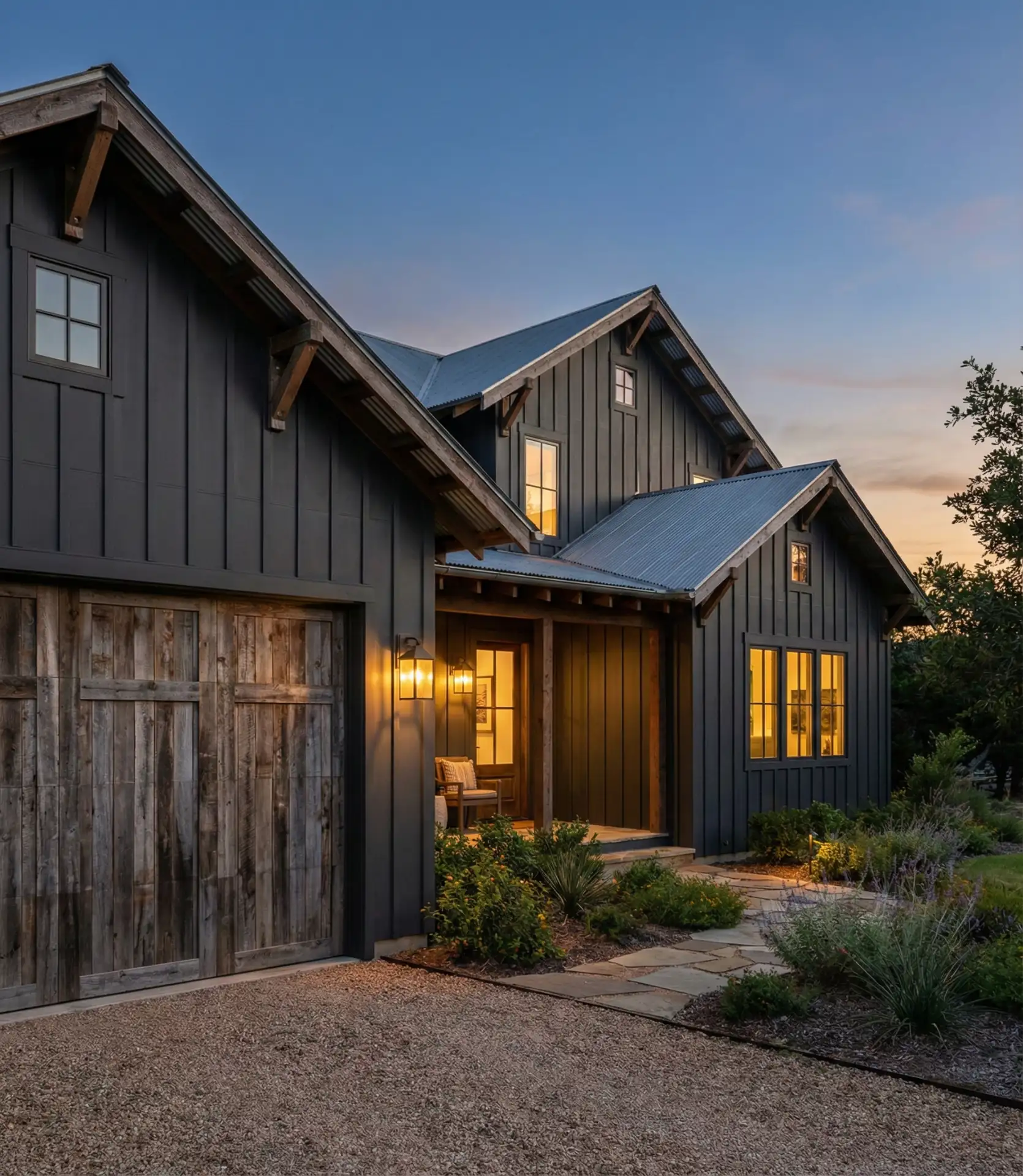 Charcoal Gray Exterior with Natural Wood Accents 2