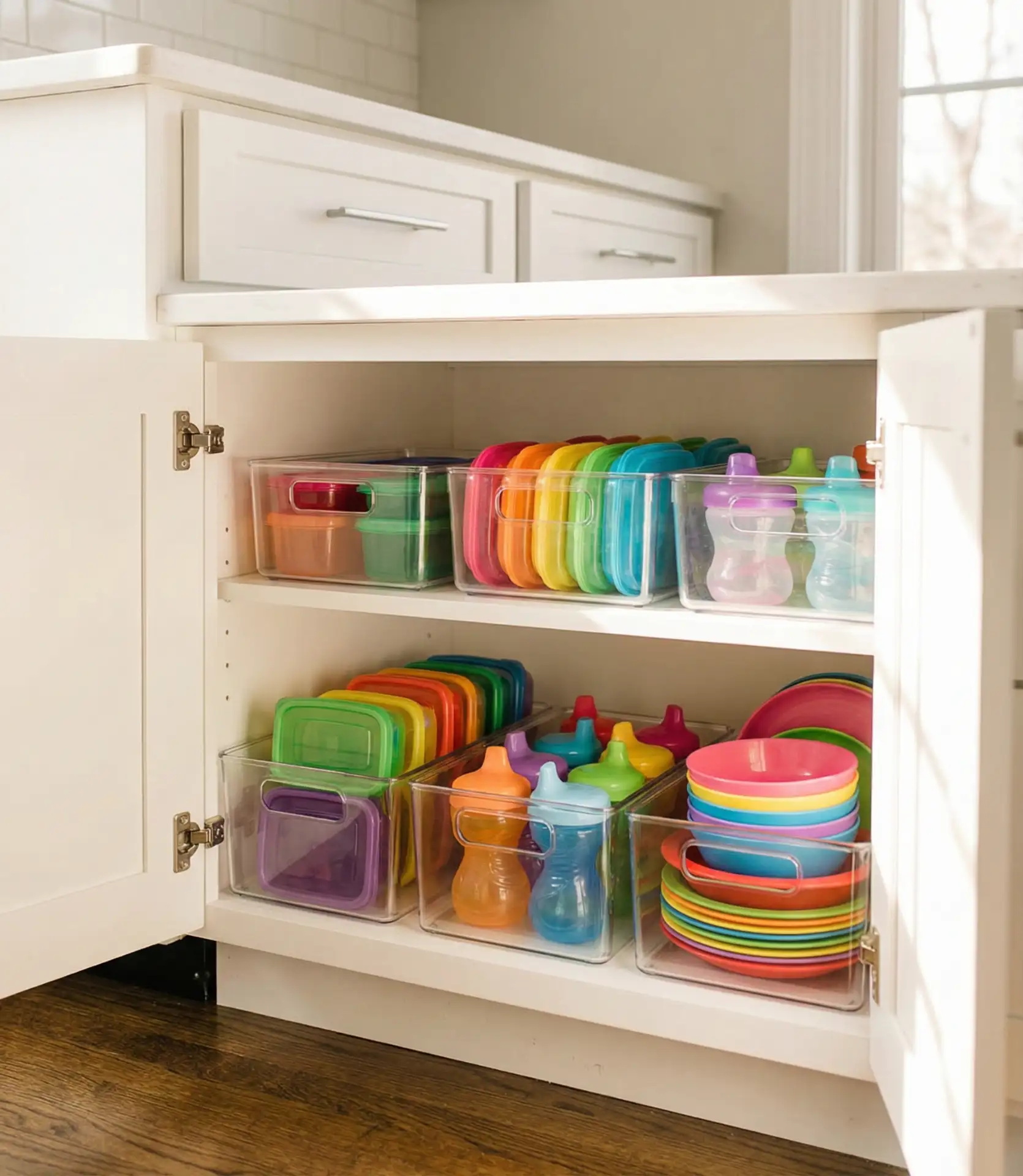 Child-Safe Lower Cabinet Organization 2