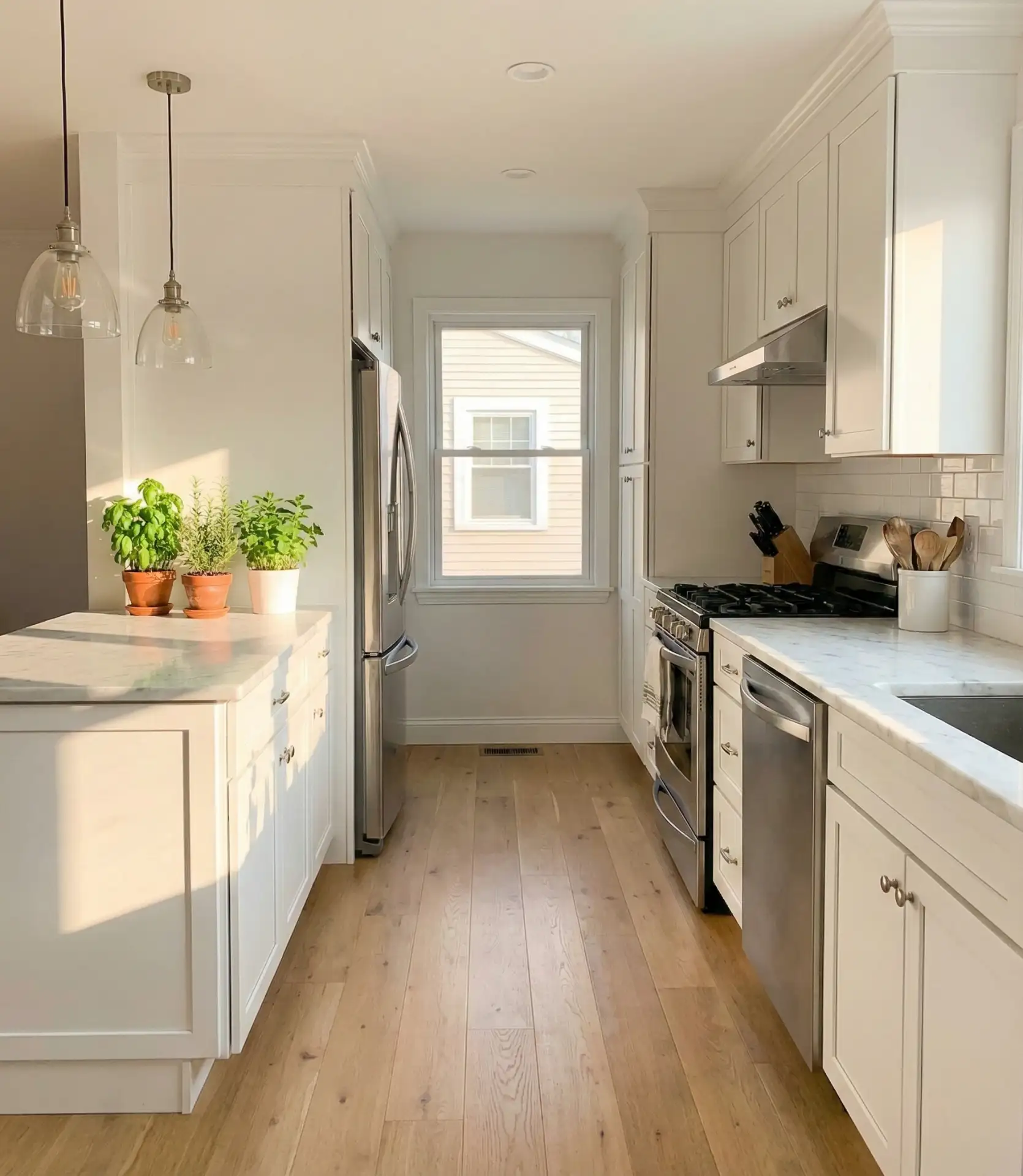 Classic White Galley Kitchen with Timeless Appeal 2