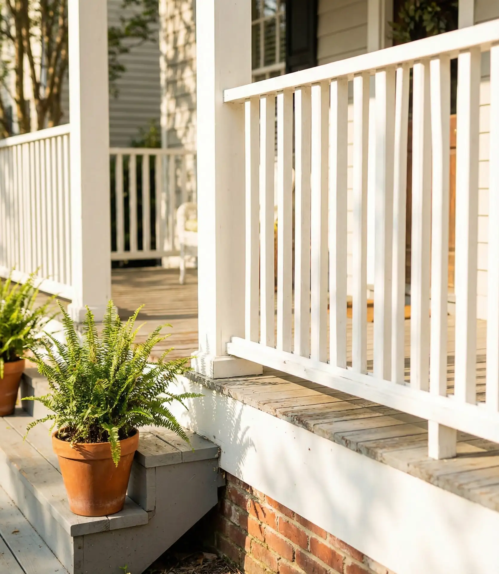 Classic White Picket Front Porch Railing 2