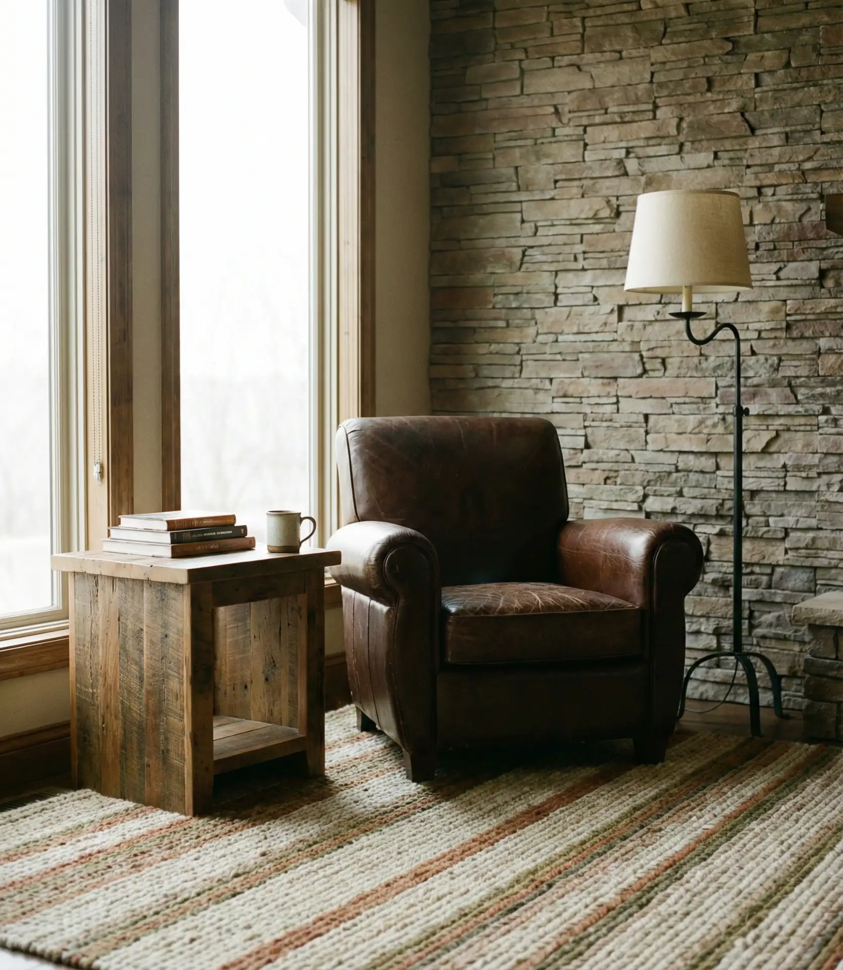 Classy Ranch Living Room with Leather Club Chairs 2