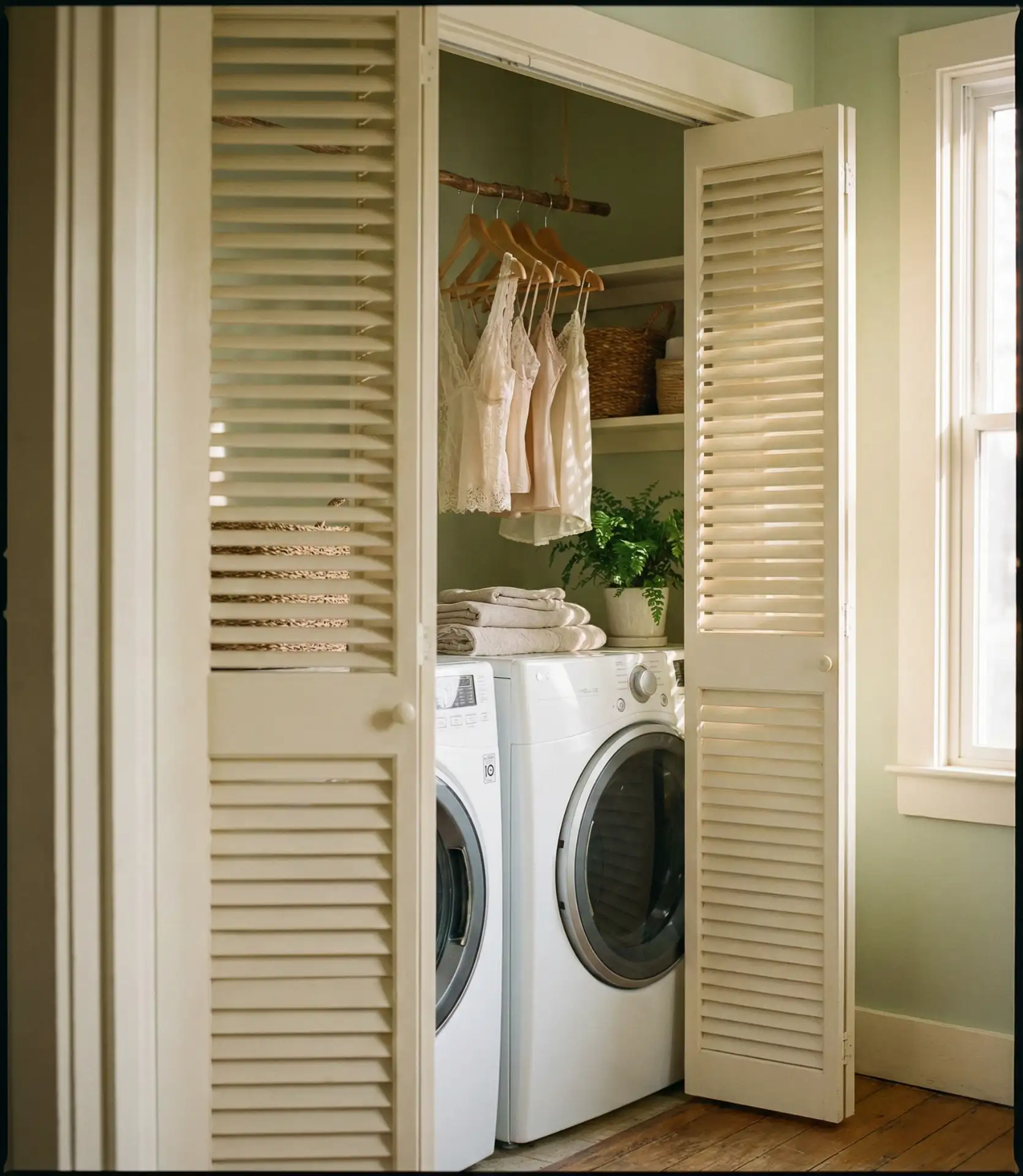 Closet Laundry with Louvered Doors 1