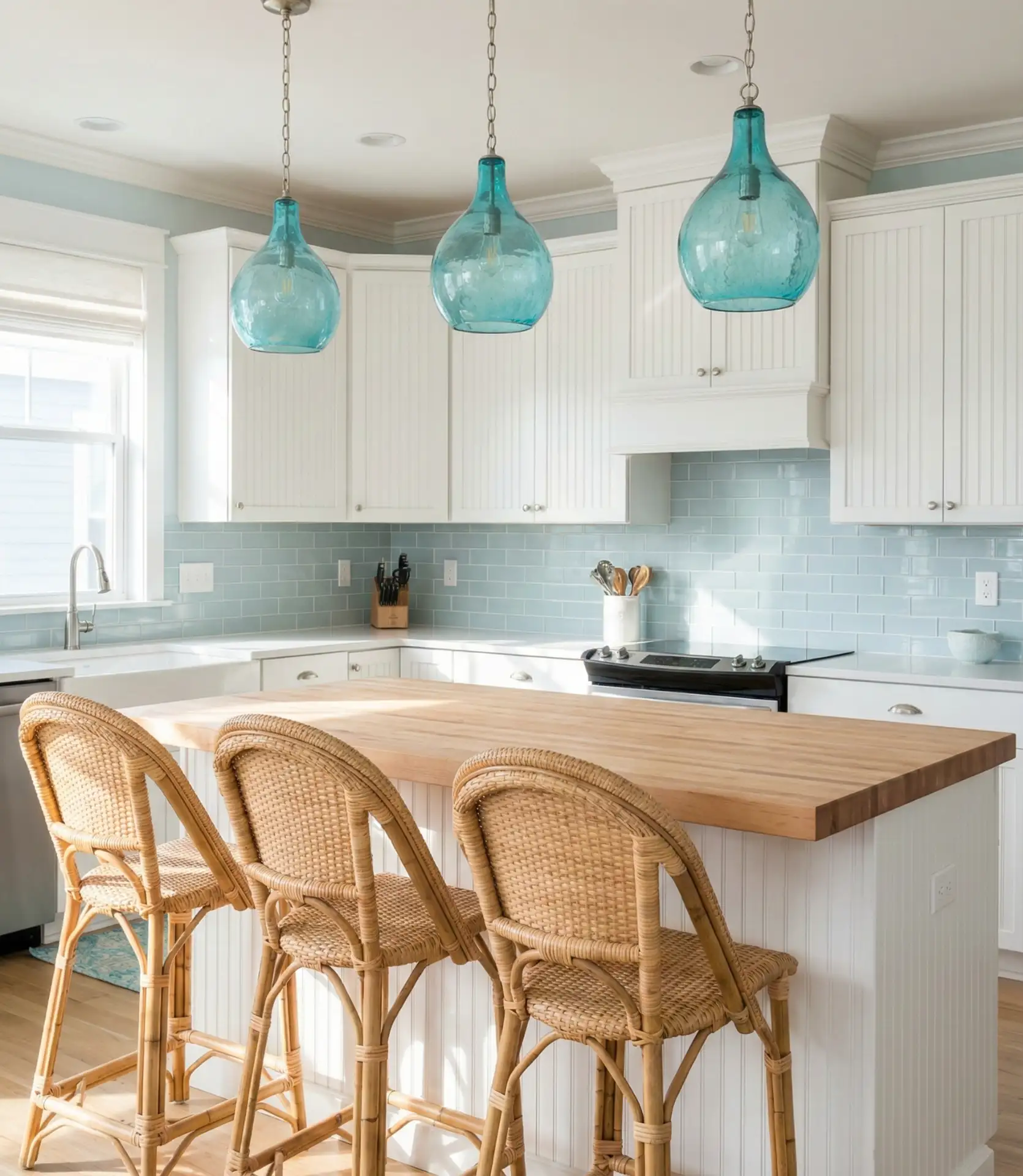 Coastal Blue Glass Pendants 2