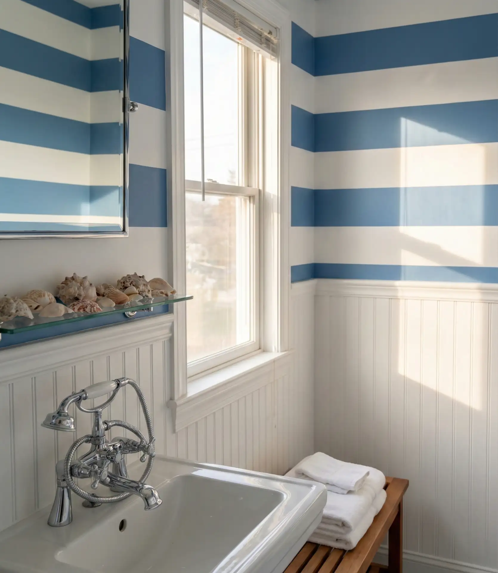 Coastal Blue and White Stripe Pattern 1
