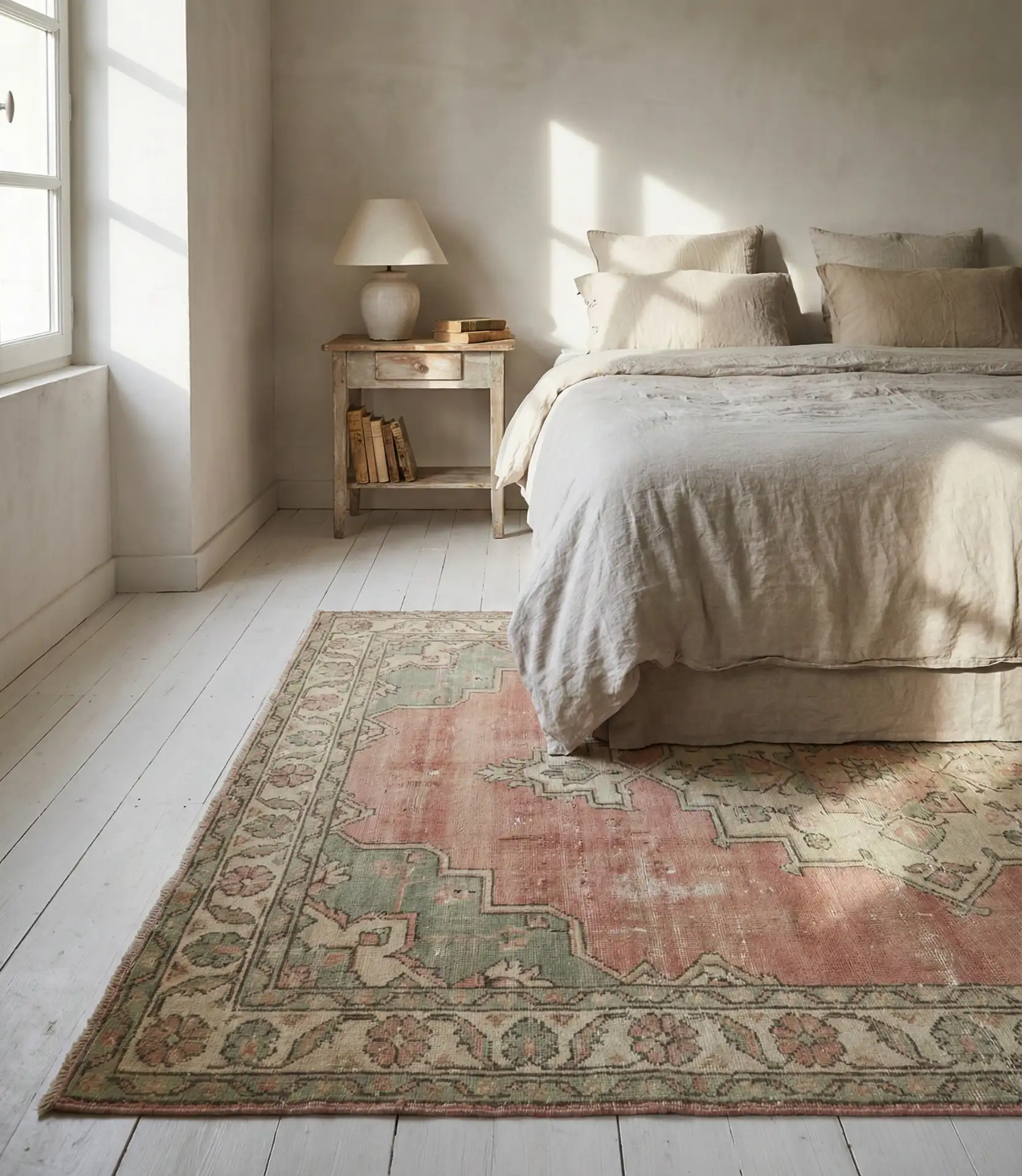 Colorful Vintage Rugs in Neutral Rooms 1