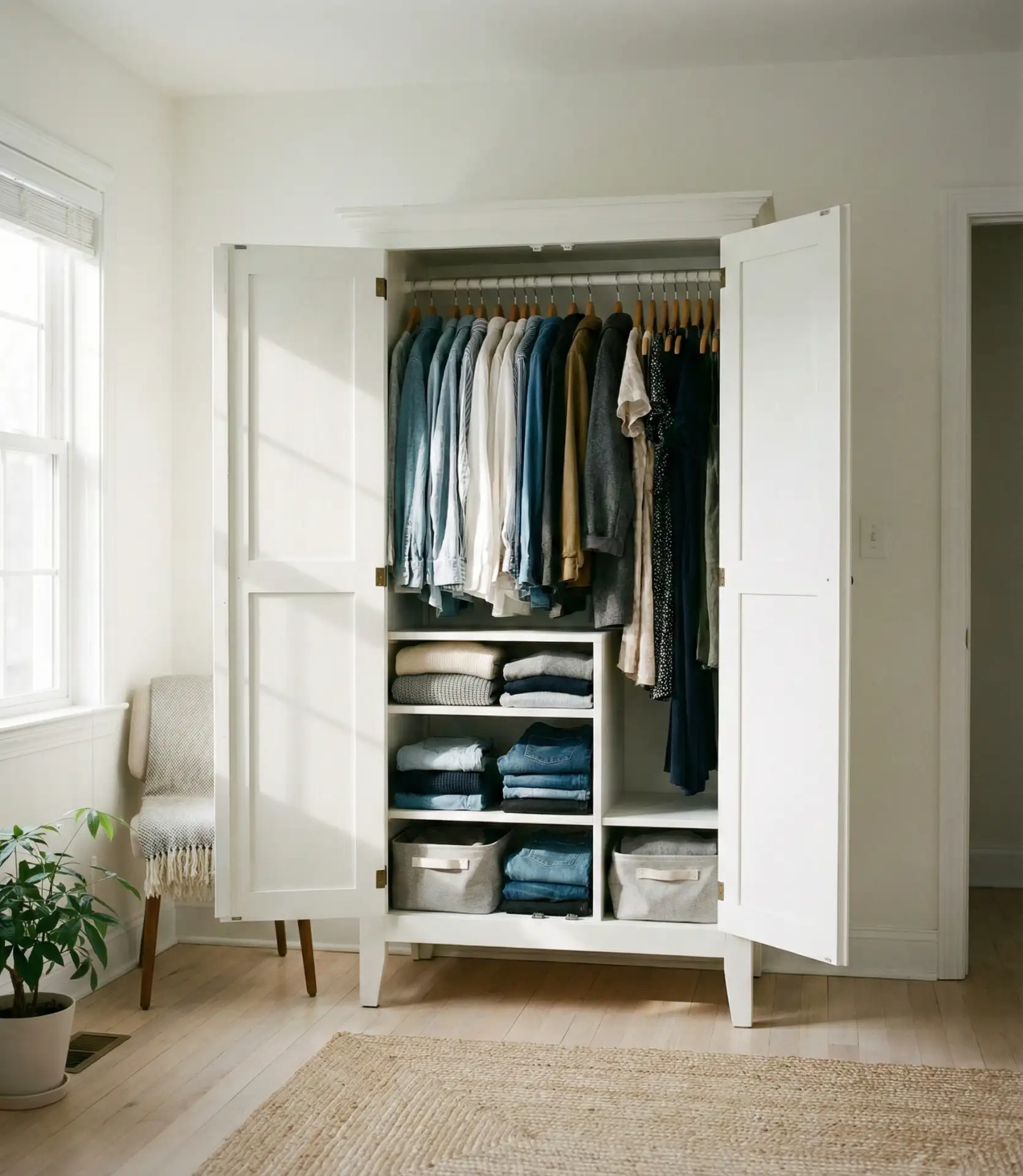 Compact Armoire for Vertical Clothing Storage 1