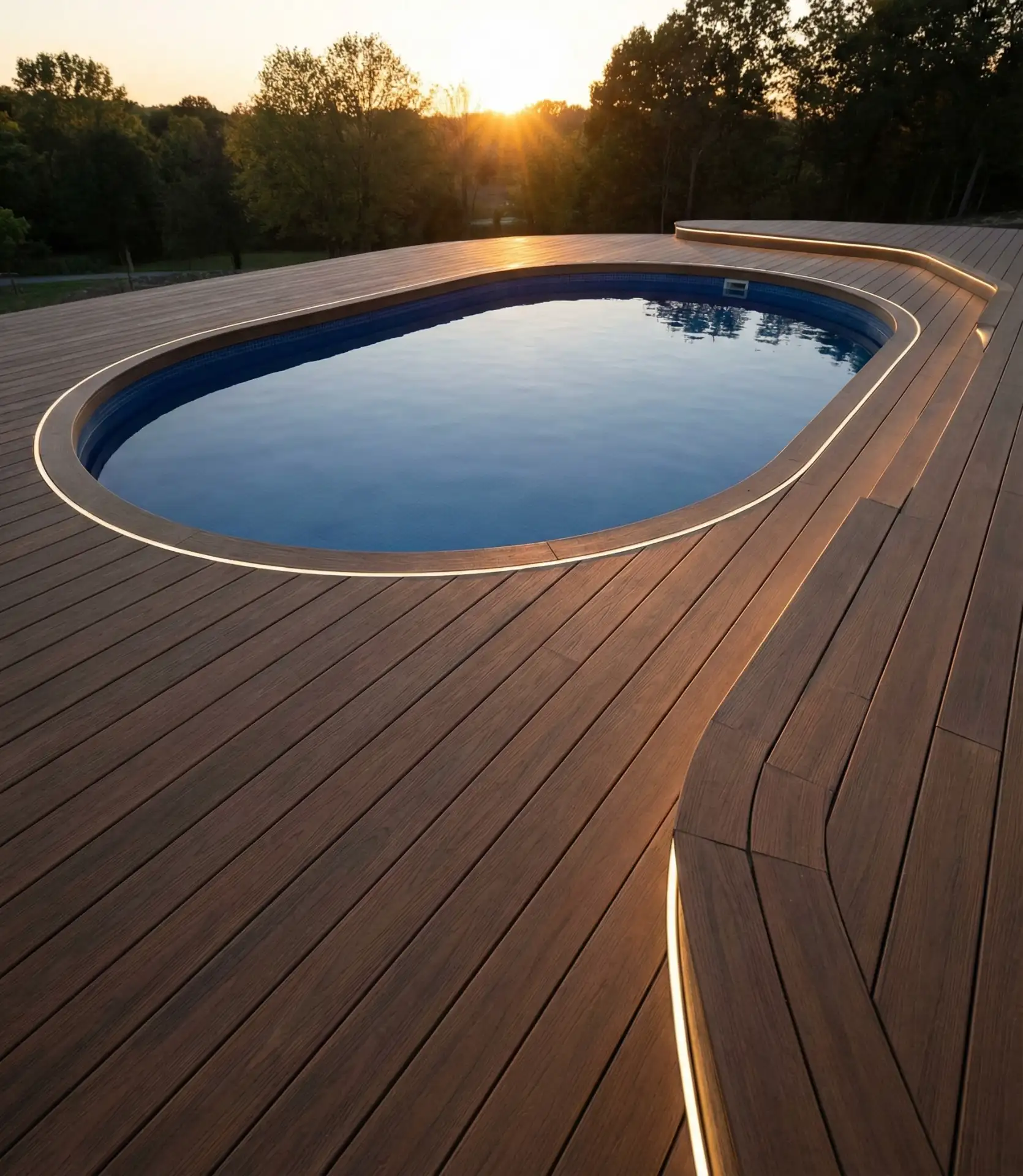 Composite Decking Around Oval Pools 1
