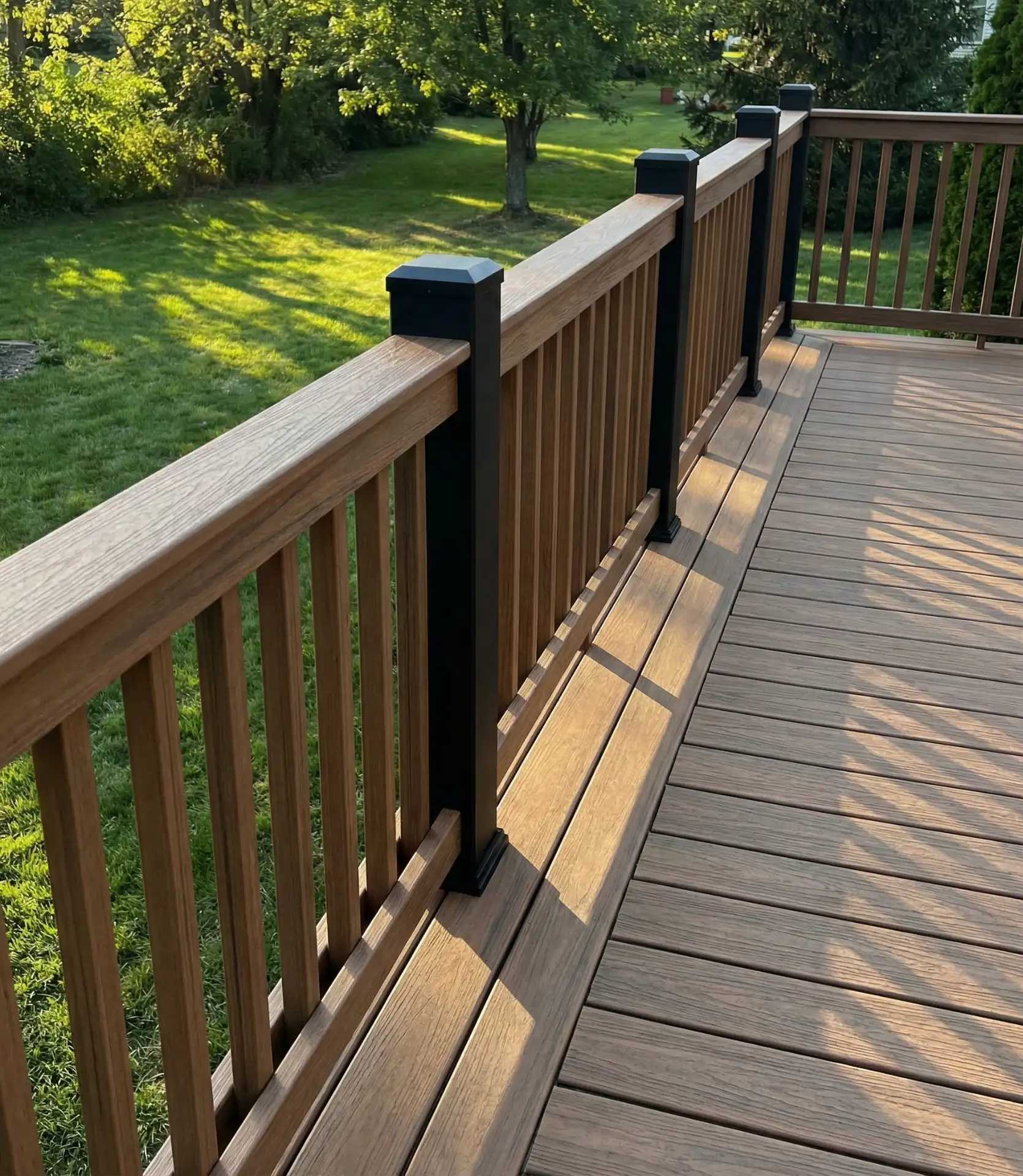 Composite Decking-Style Railing in Mixed Tones 2