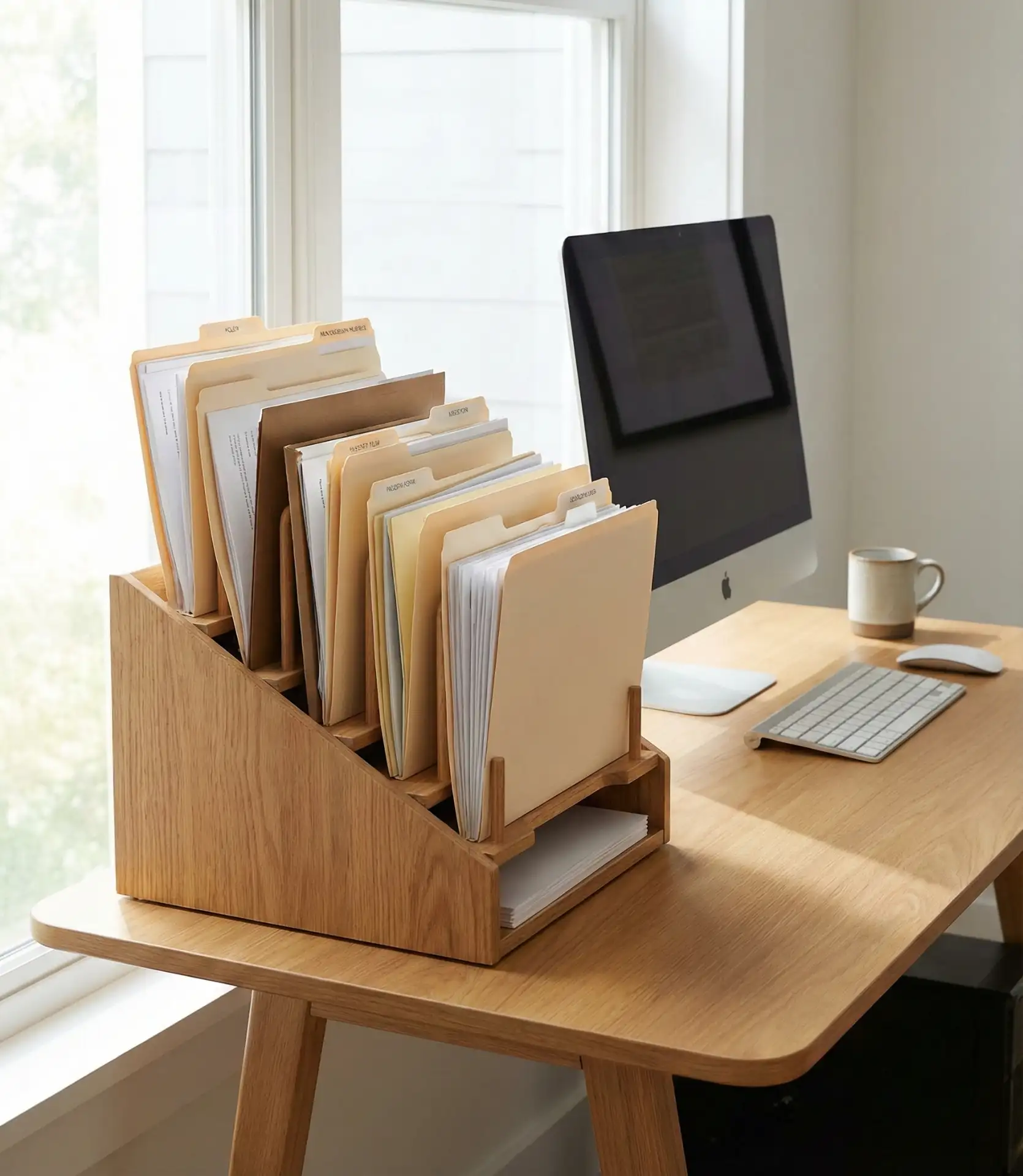 Computer Desk with Vertical File Sorter 1