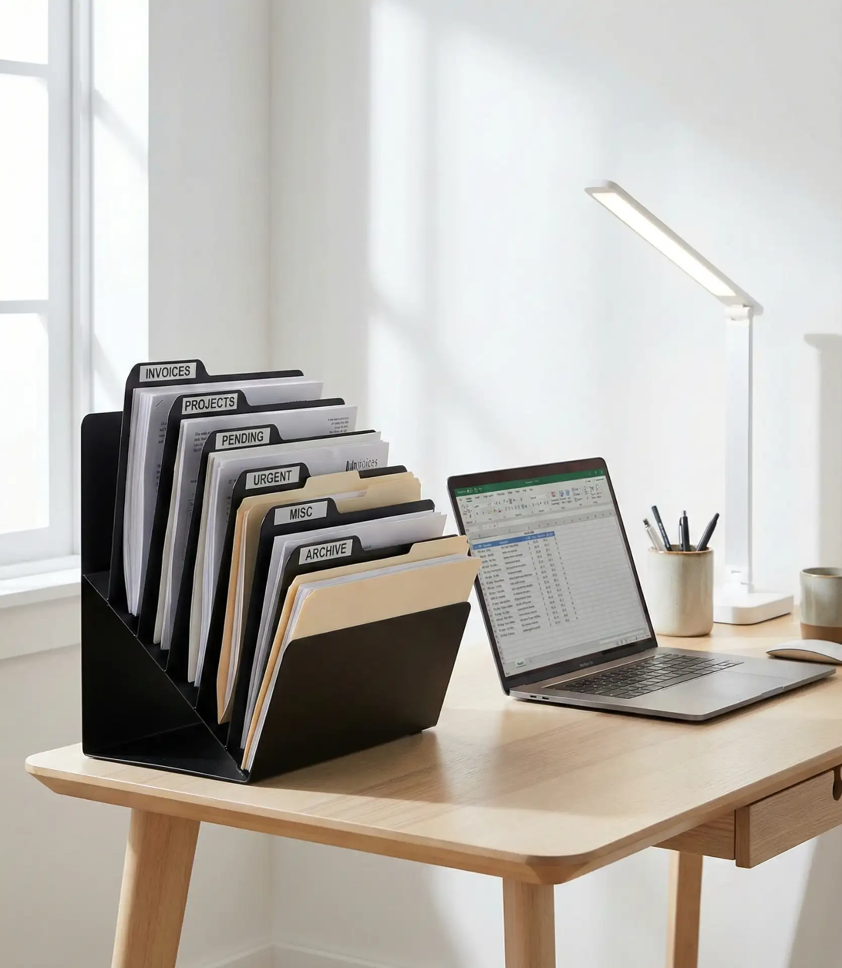 Computer Desk with Vertical File Sorter 2