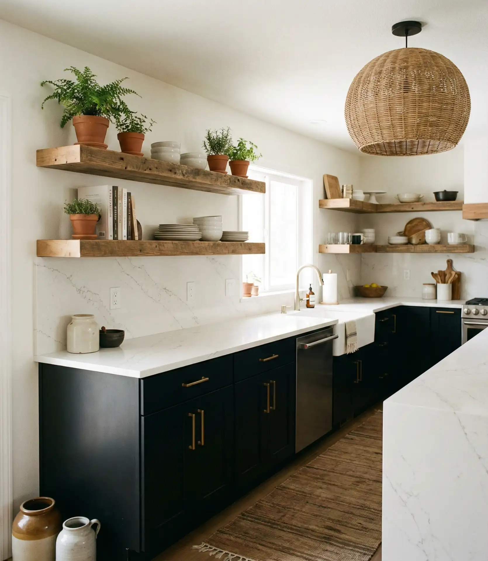 Contemporary Western Kitchen with Black Cabinetry 1