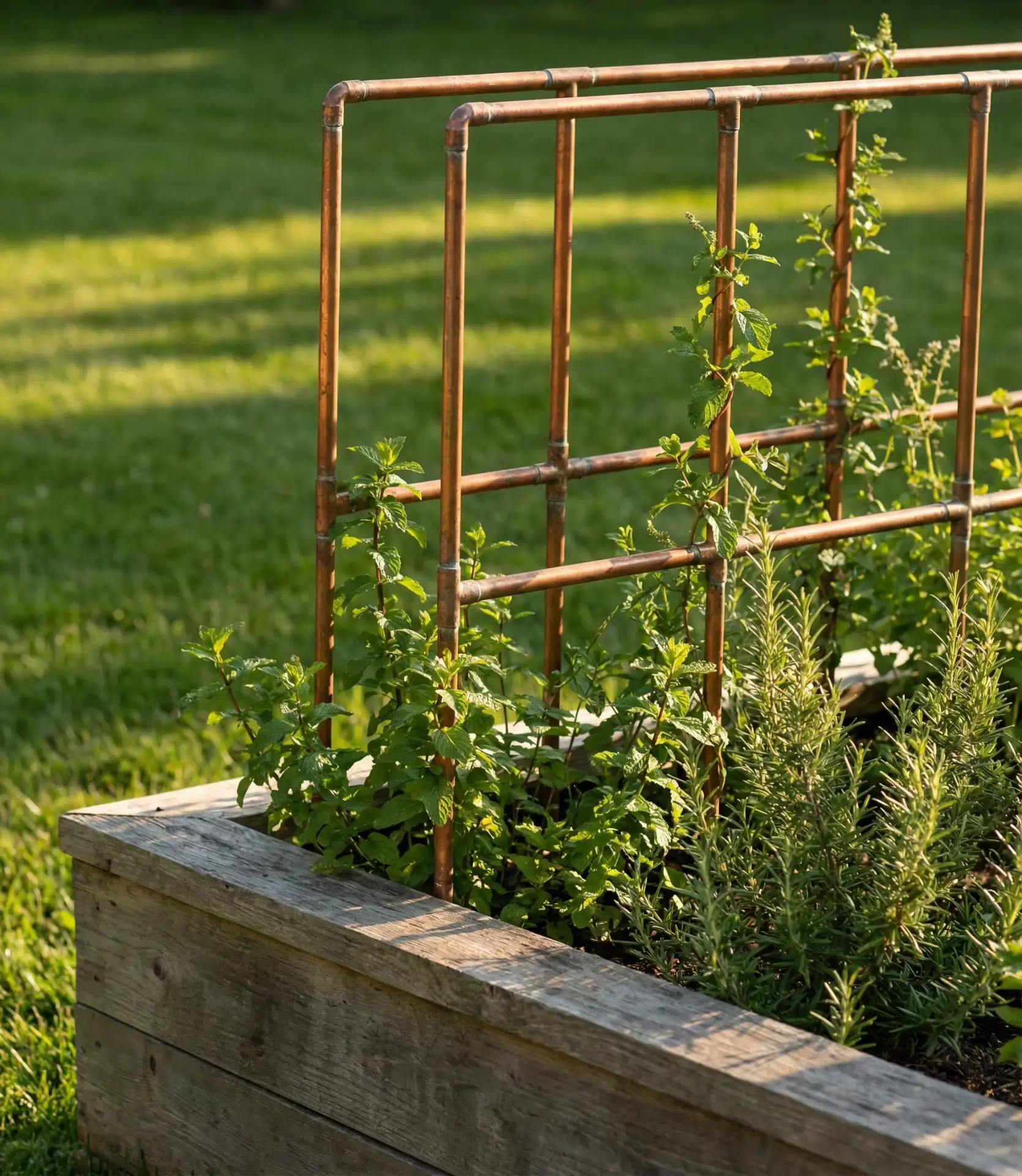 Copper Pipe Trellis for Outdoor Raised Beds 1