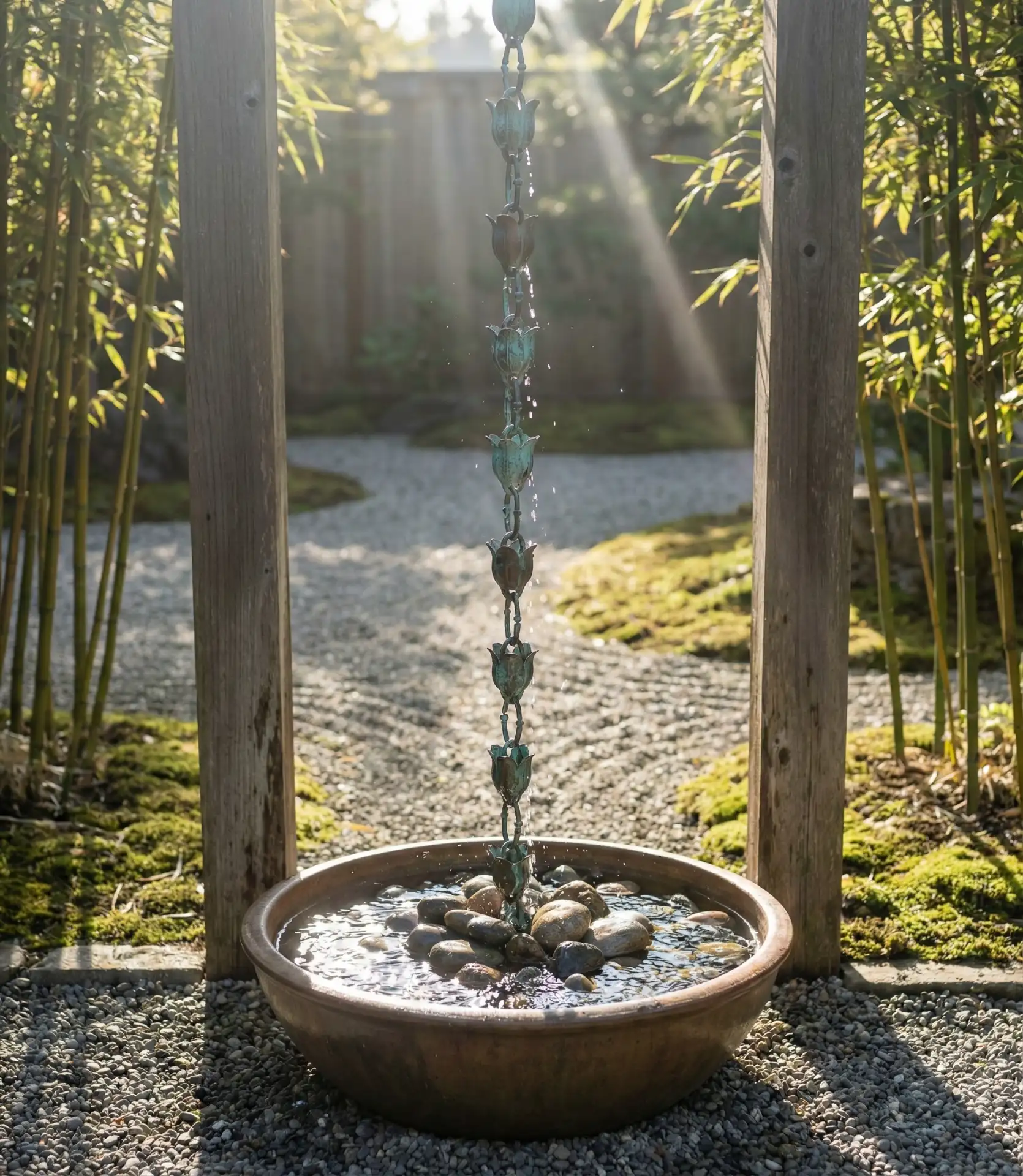 Copper Rain Chain Fountain 1