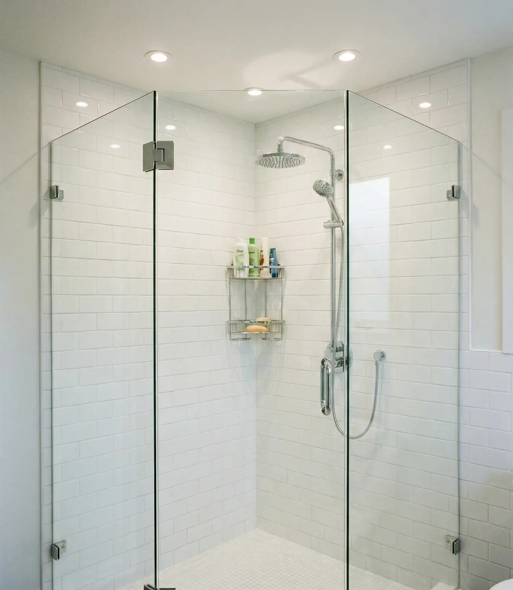 Corner Glass Walk-In Shower with Neo-Angle Entry 2
