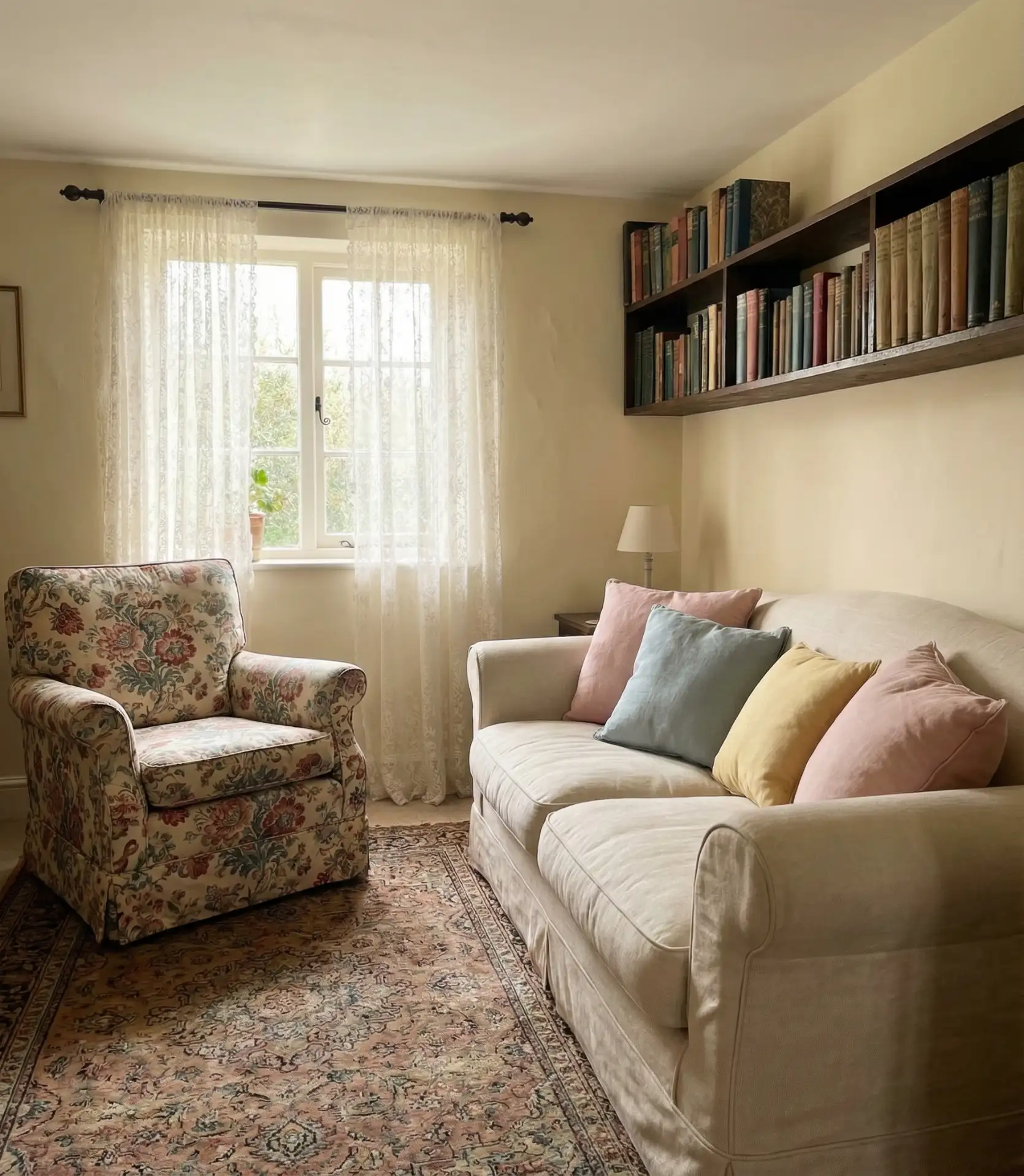 Cosy English Cottage Living Room with Floral Patterns 1
