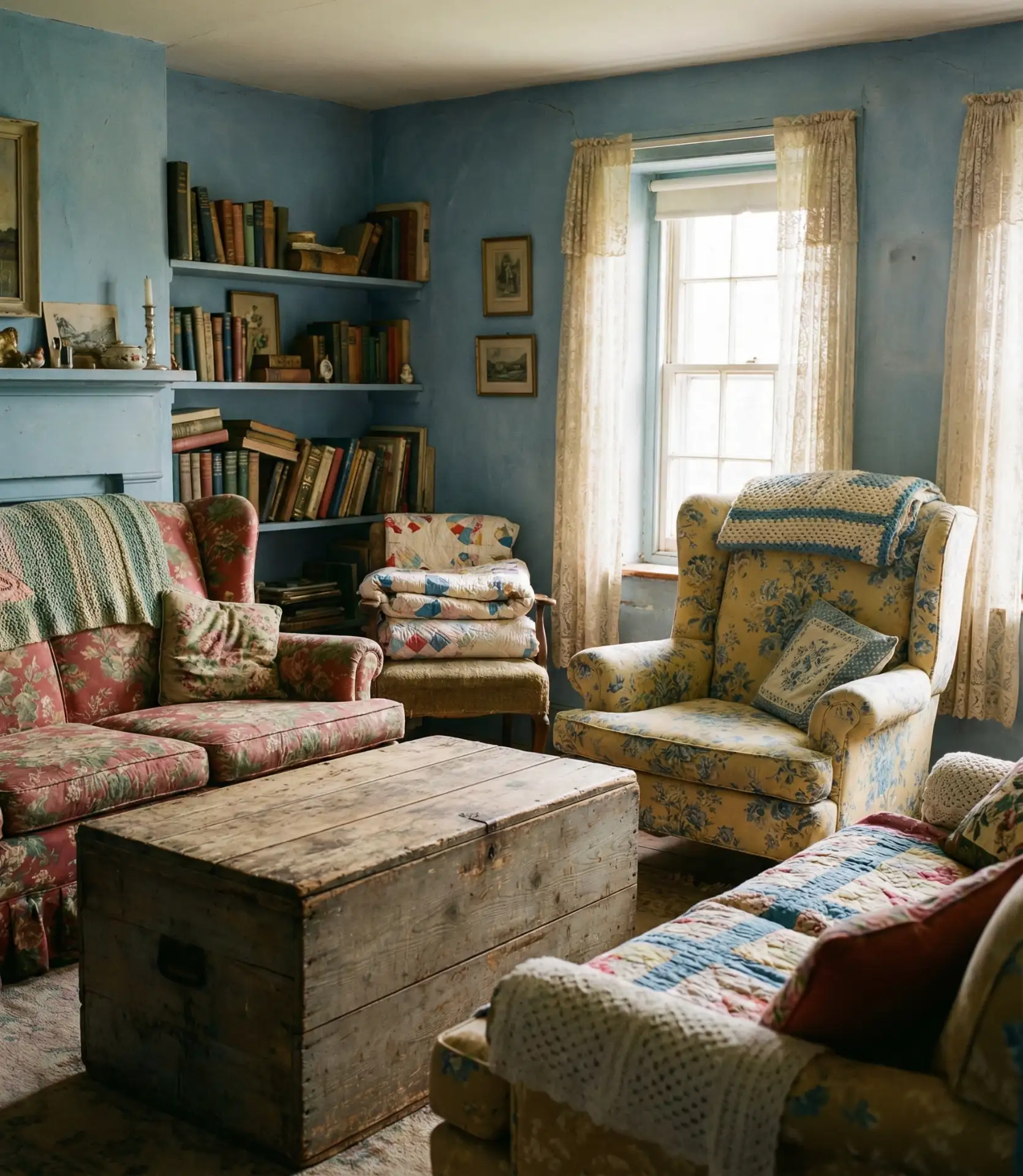 Cottage Living Room with Vintage Finds and Flea Market Charm 1