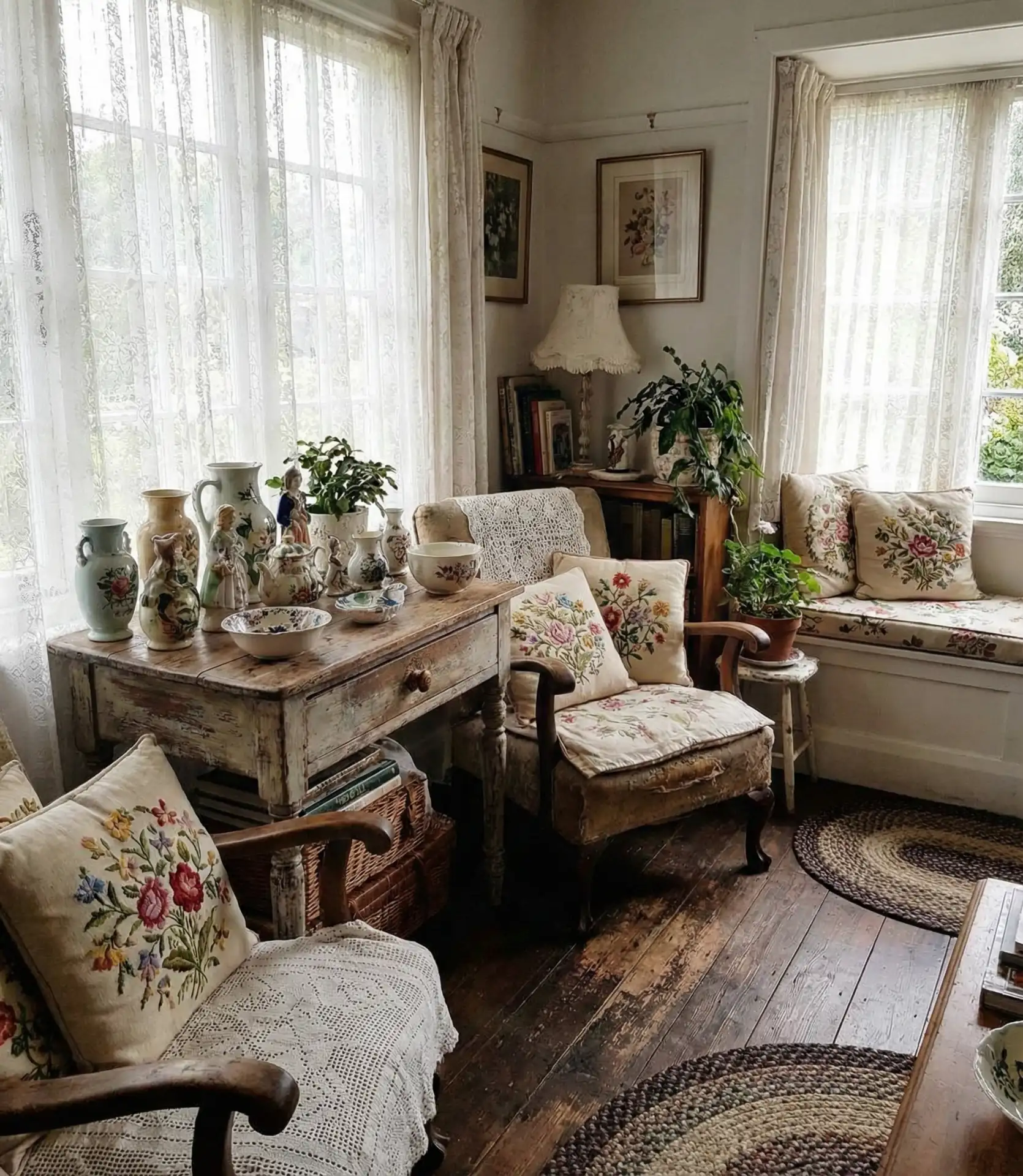 Cottage Living Room with Vintage Finds and Flea Market Charm 2
