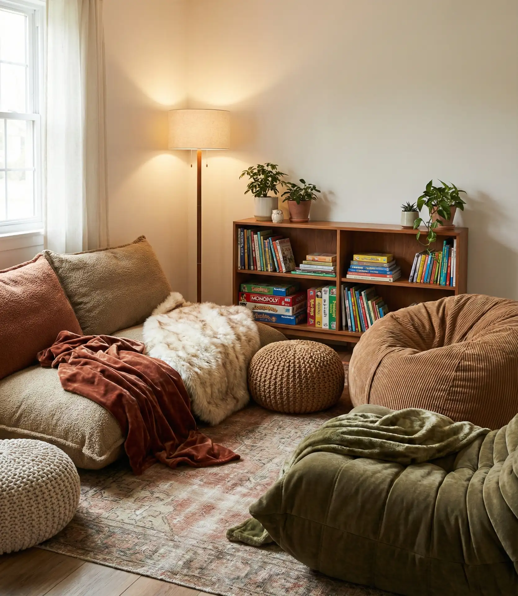 Cozy Comfy Corner with Oversized Floor Cushions 1