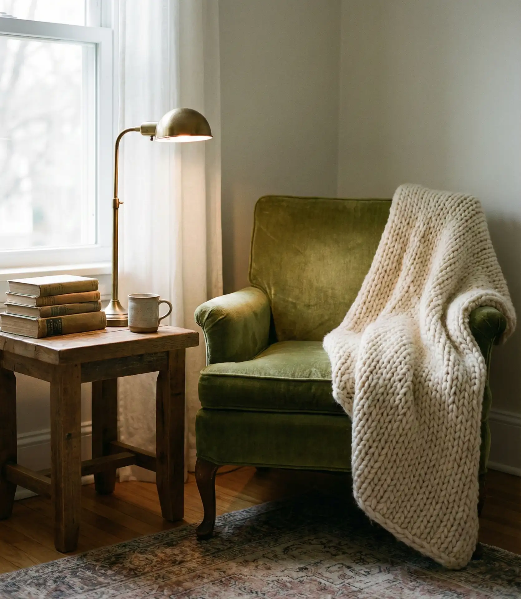 Cozy Green Reading Nook 1