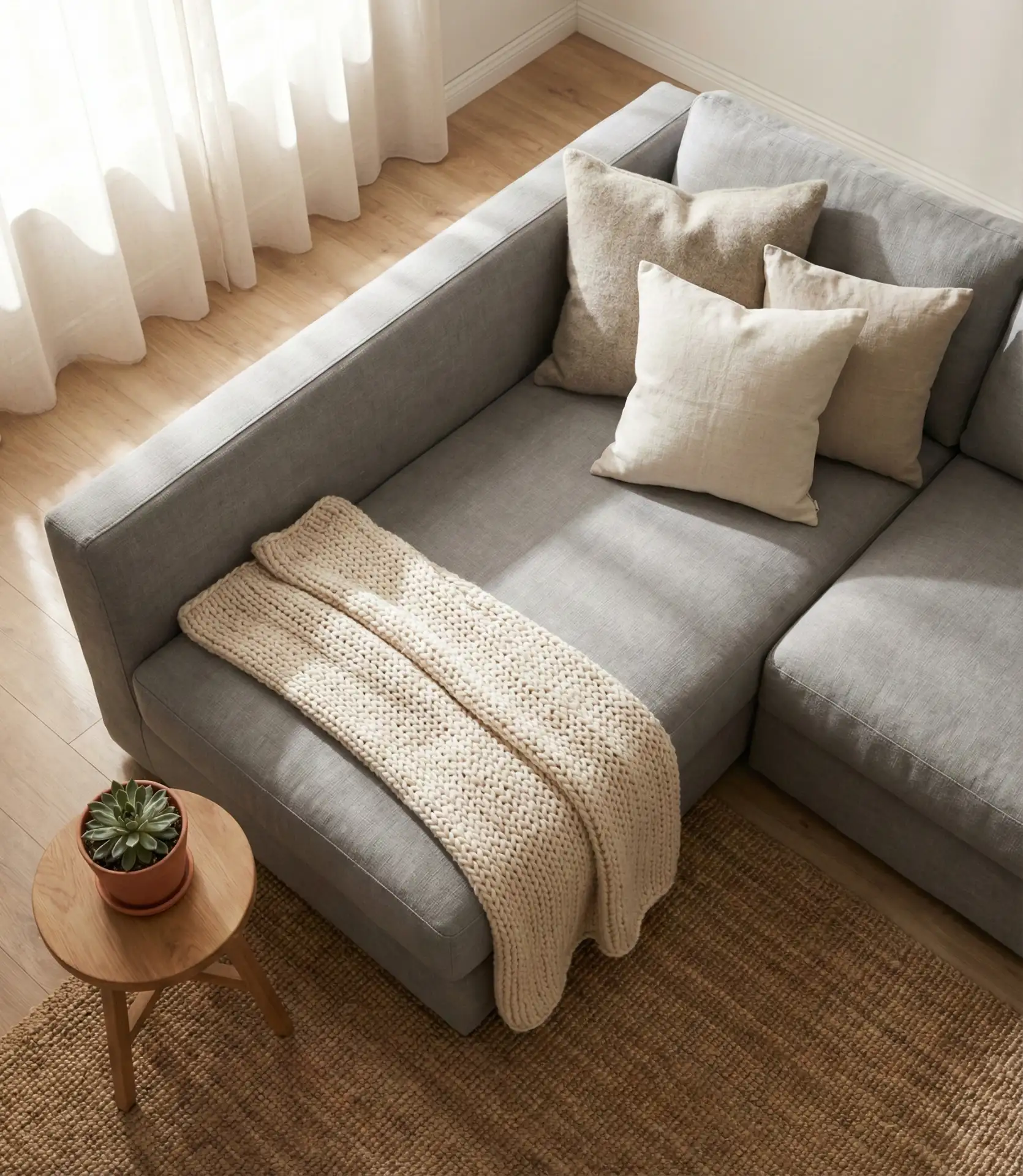 Cozy Grey Corner Sectional with Layered Textures 1