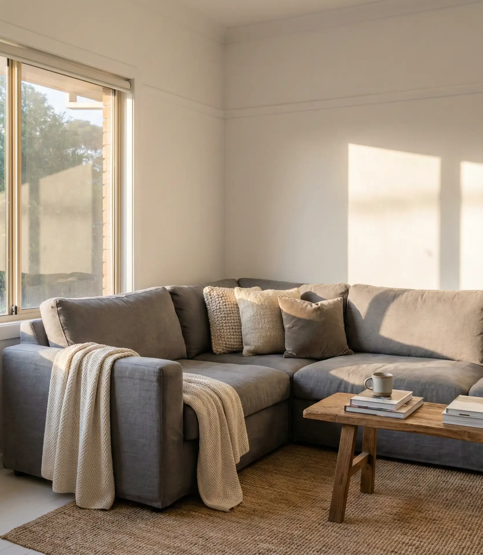 Cozy Grey Corner Sectional with Layered Textures 2