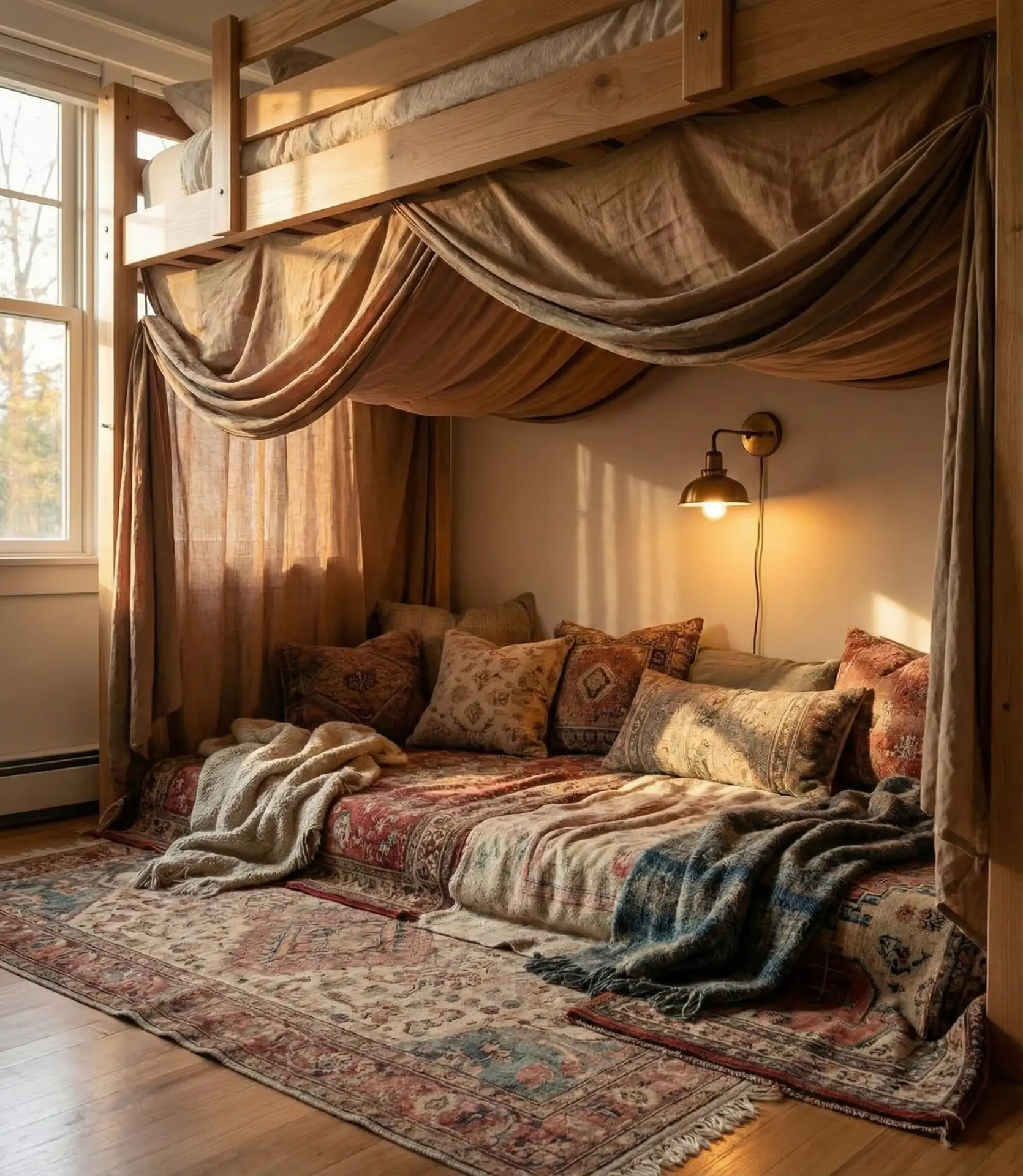 Cozy Loft Bed with Reading Nook Below 2