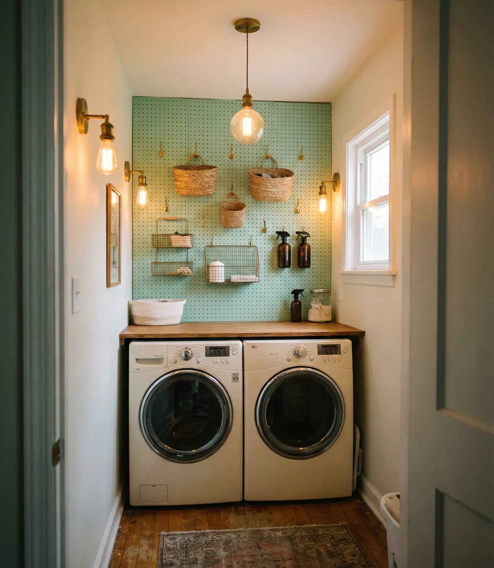 Creative Laundry with Pegboard Organization Wall 2