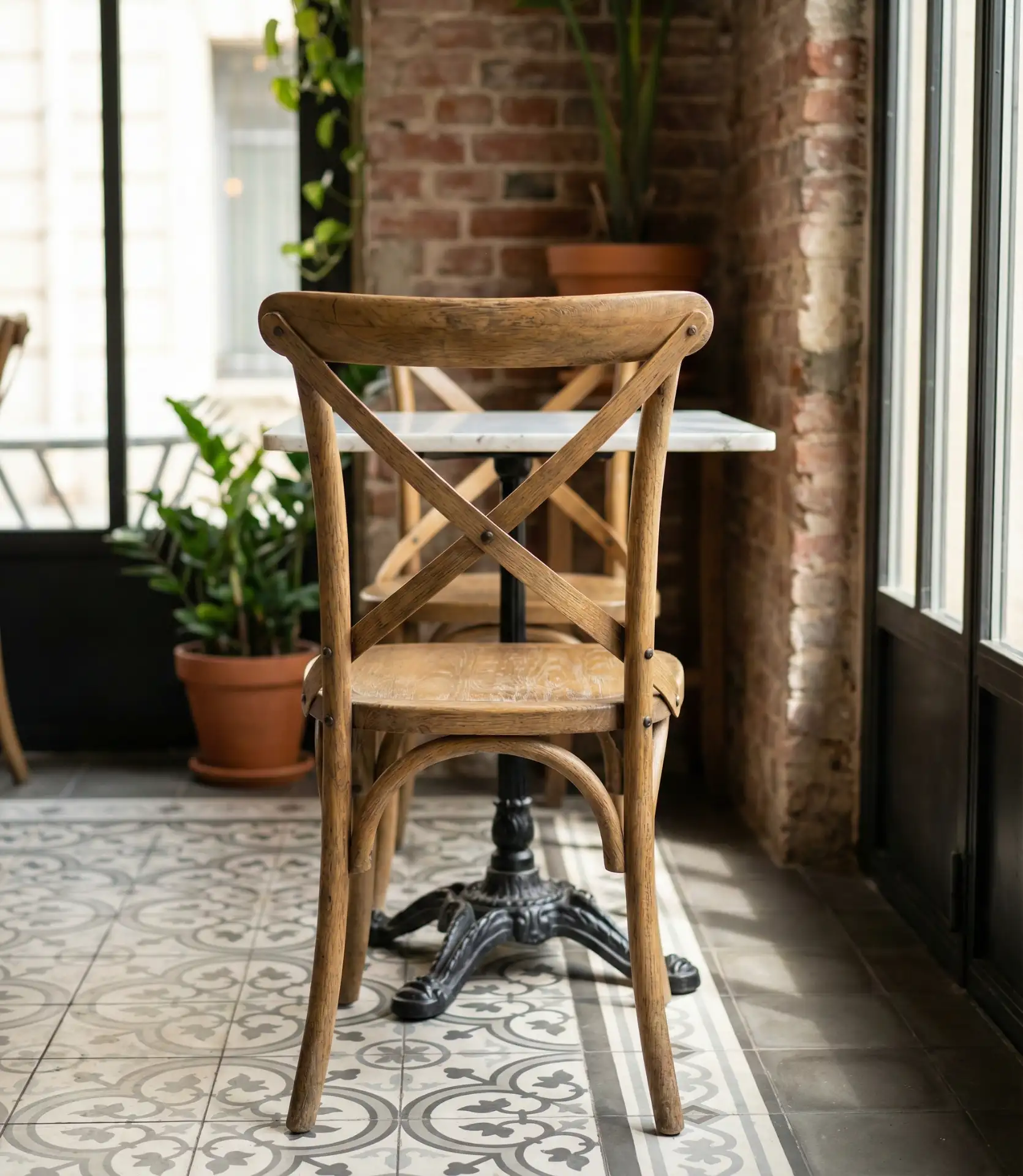 Cross-Back Bistro Chairs in European Style 1