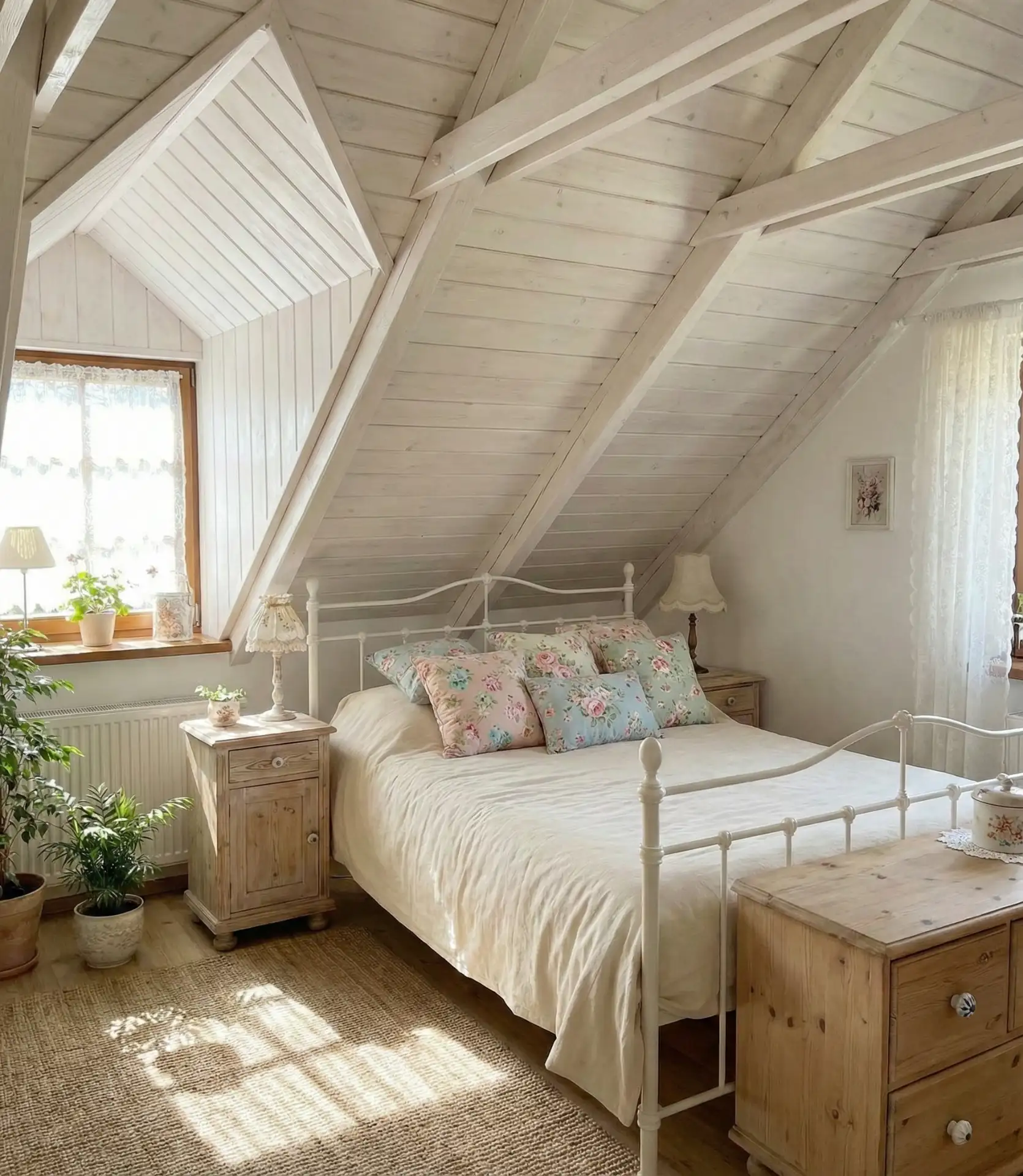 Cute Cottage Attic with Floral Textiles 2