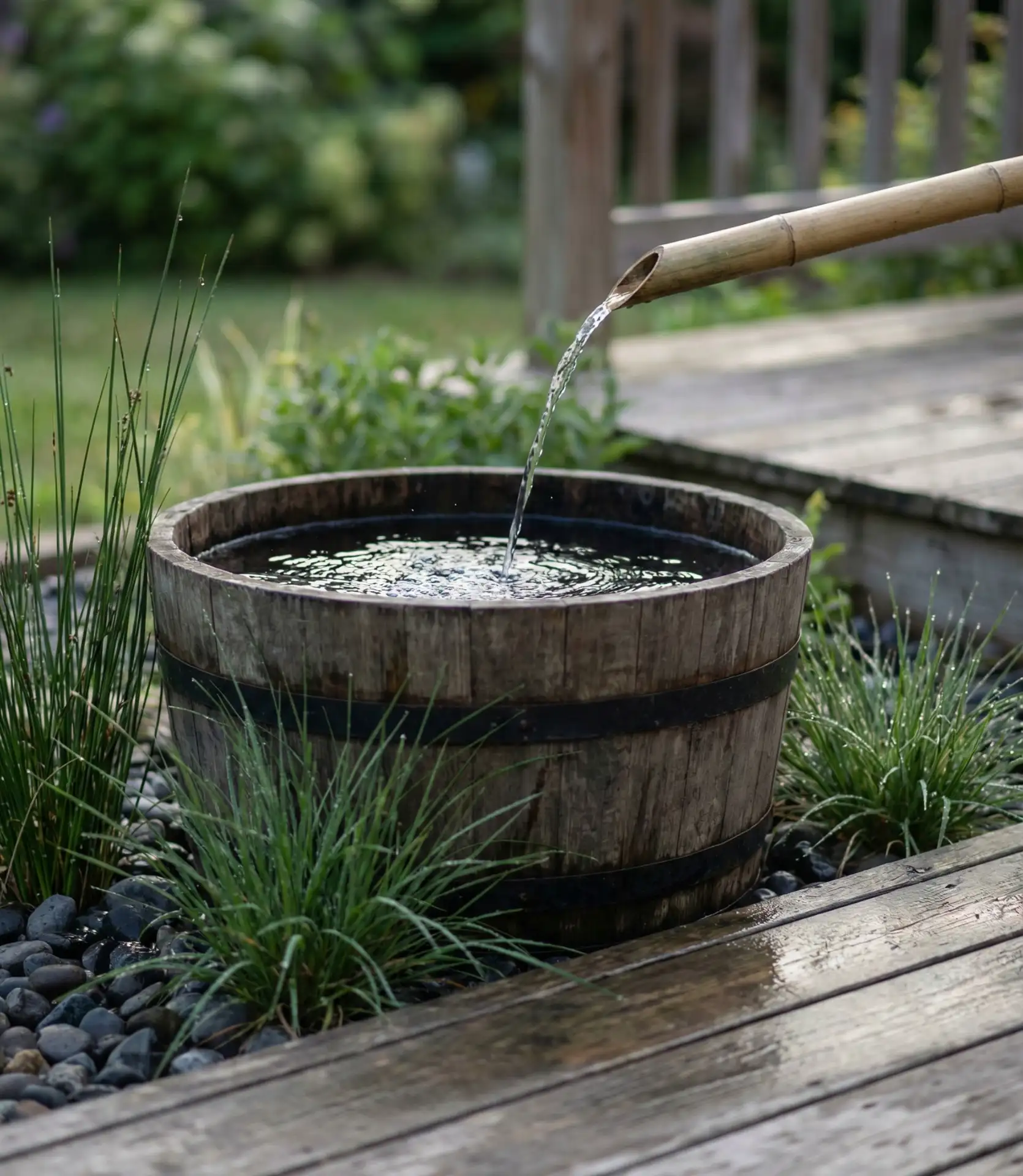 DIY Barrel Fountain with Pond Liner 1