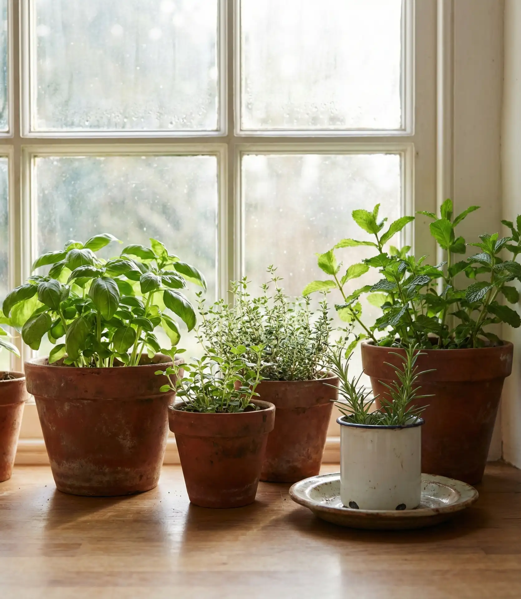 DIY Herb Garden in Vintage Containers 2