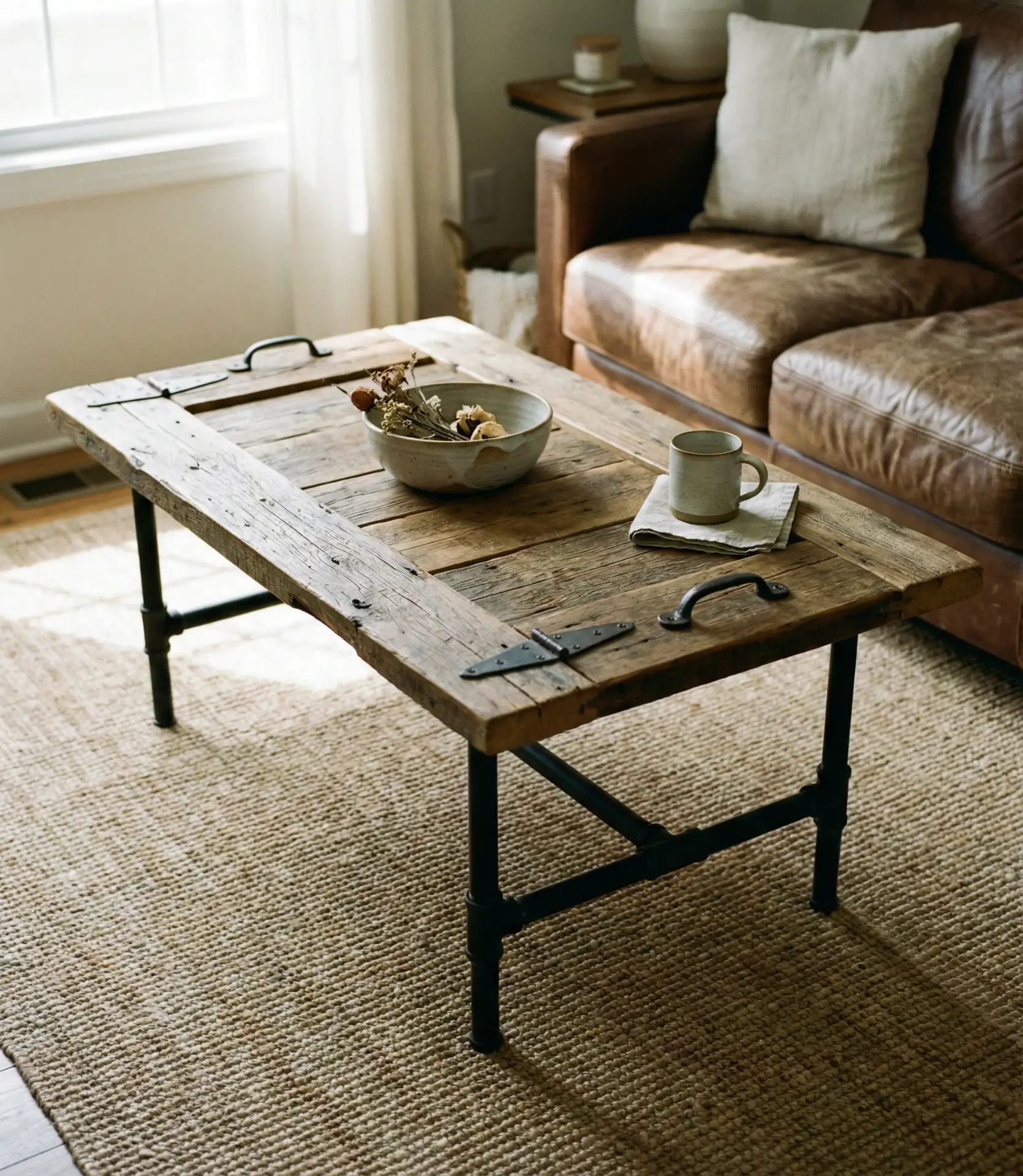DIY Western Coffee Table from Reclaimed Barn Door 2
