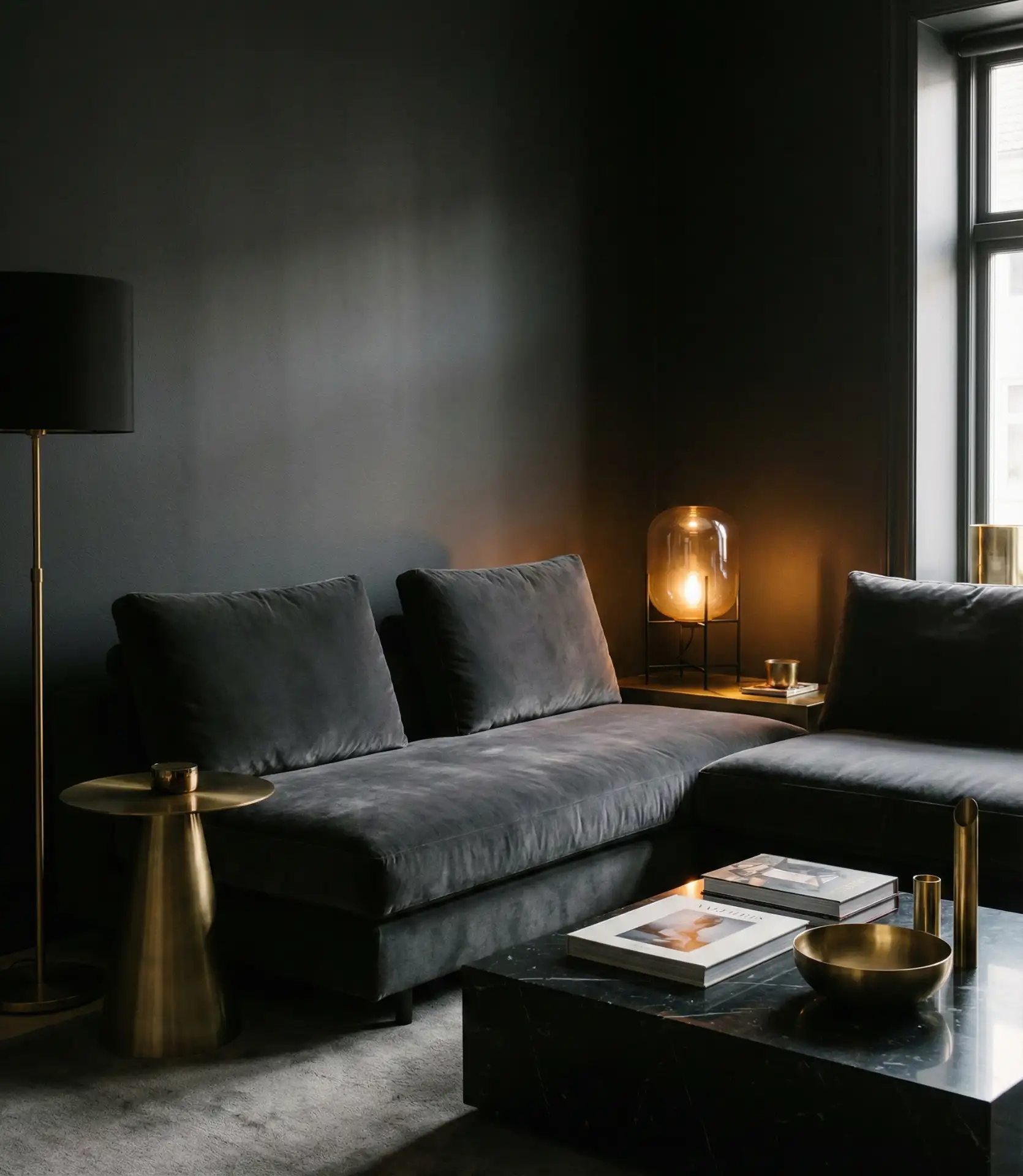 Dark Grey Sectional with Moody Elegance 2