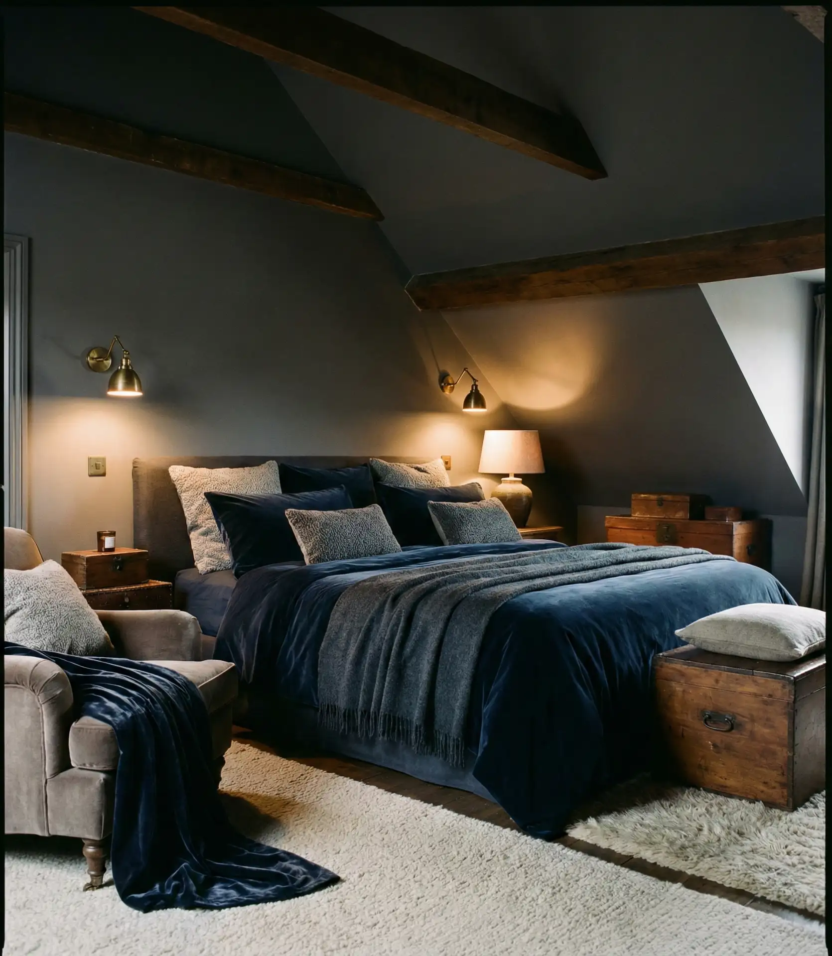Dark Moody Attic with Velvet Accents 1