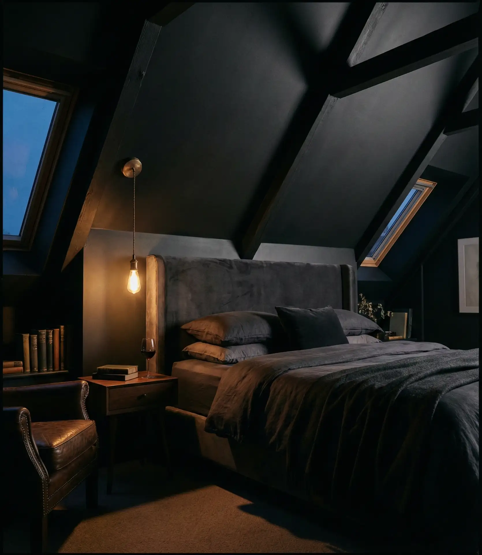 Dark Moody Attic with Velvet Accents 2