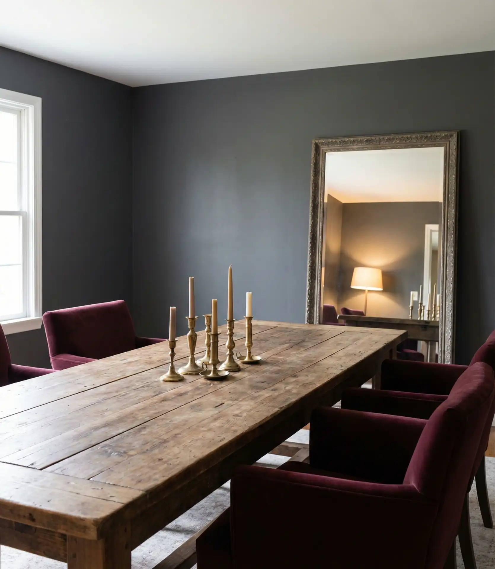 Dark Moody Dining Room with Velvet Chairs 1