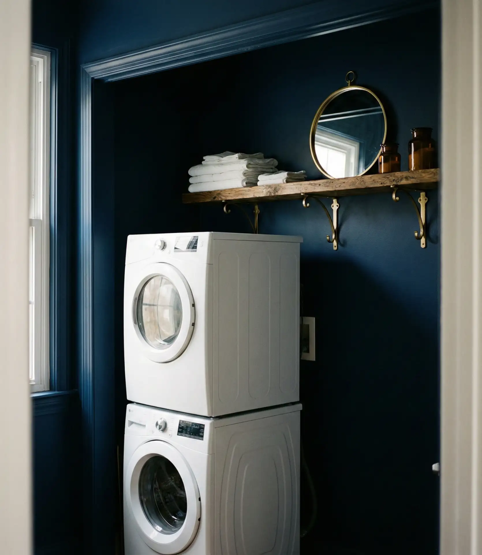 Dark Moody Laundry with Charcoal Walls 2