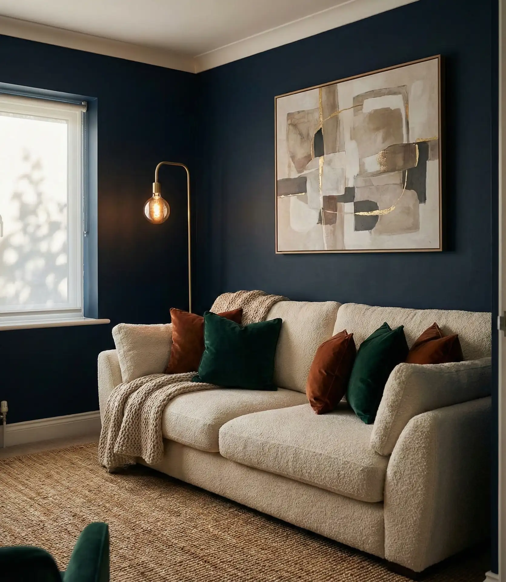 Dark Navy Walls with Warm Brass Accents 2