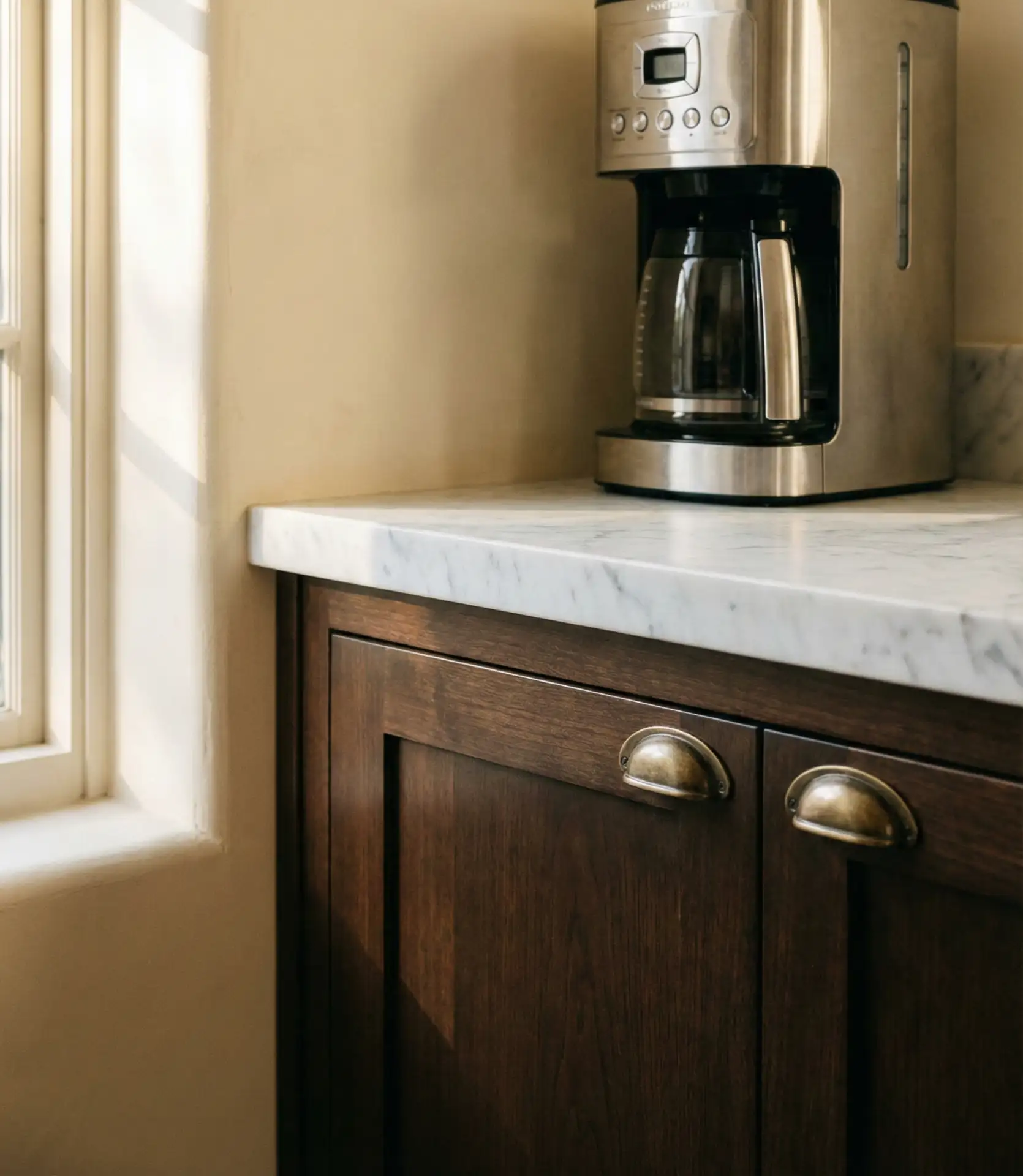 Deep Brown Cabinets with Cream-Colored Walls 2