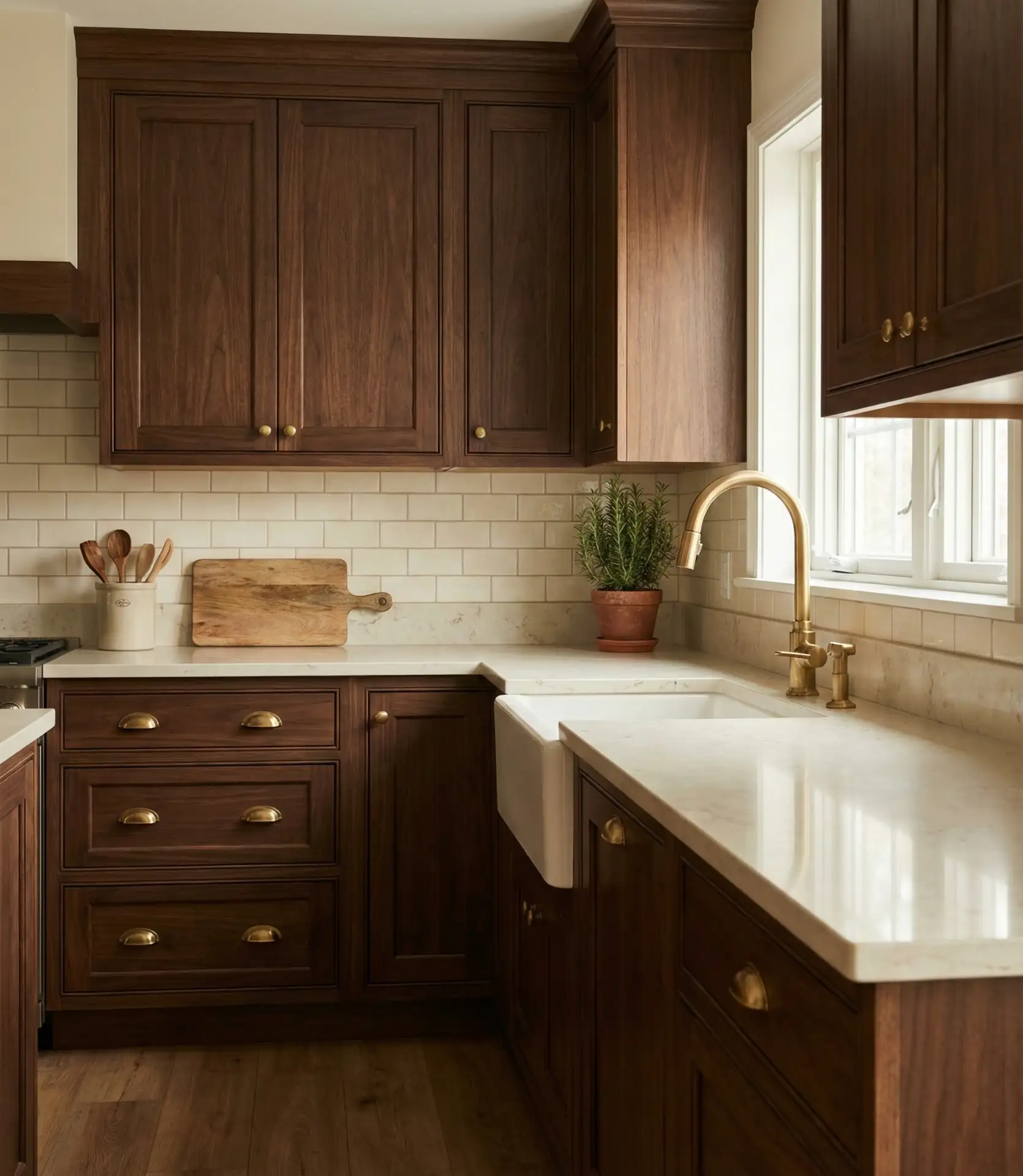 Deep Brown with Cream and Brass 1