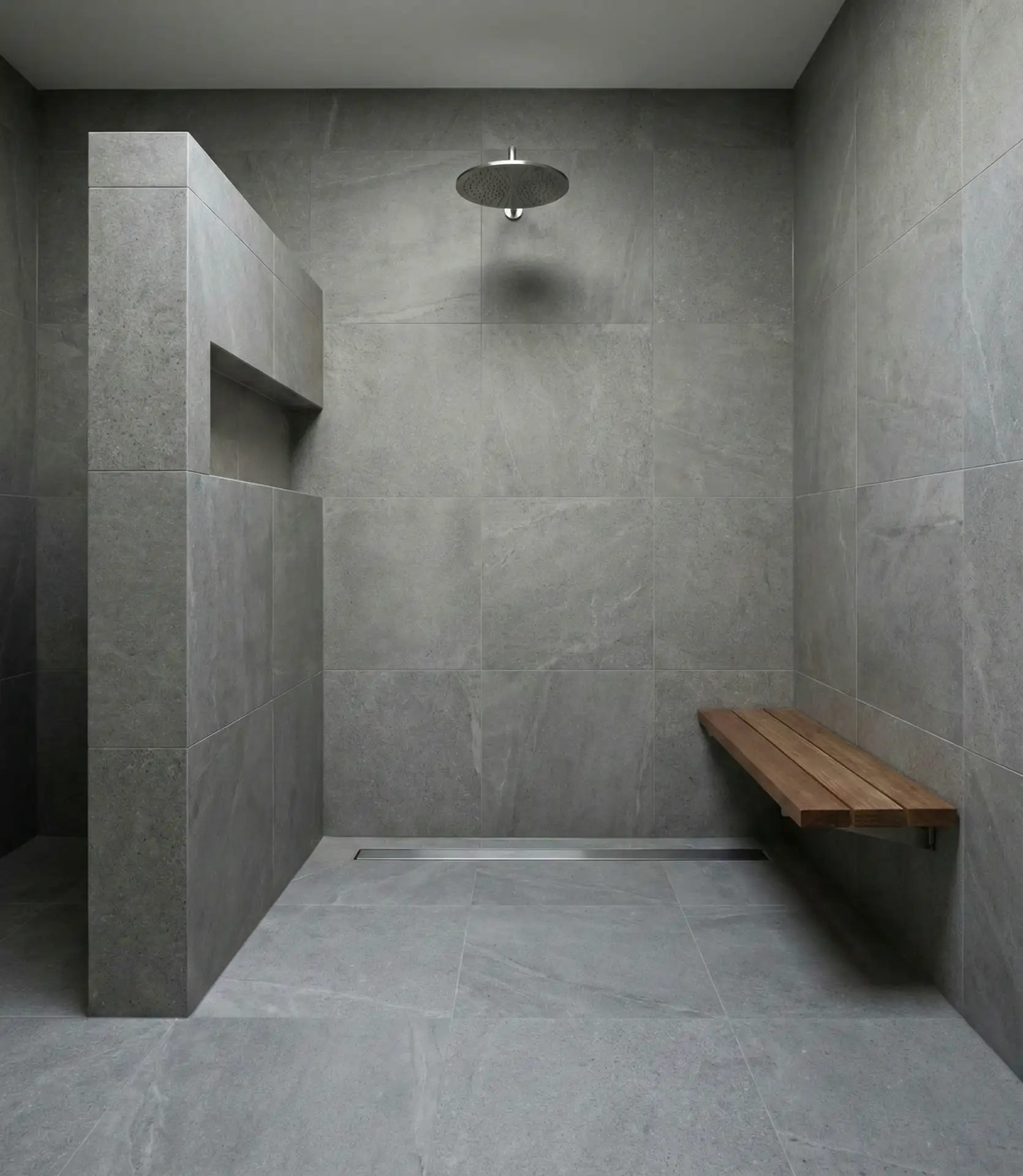 Doorless Walk-In Shower with Half Wall Privacy 1