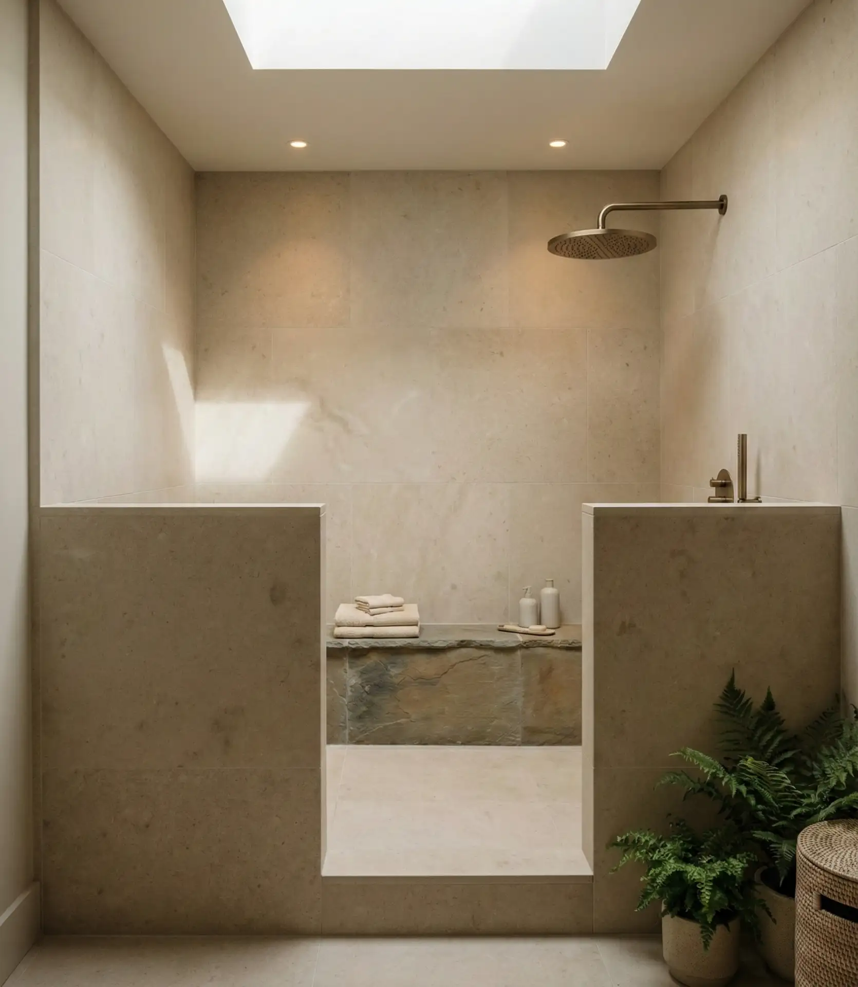 Doorless Walk-In Shower with Half Wall Privacy 2