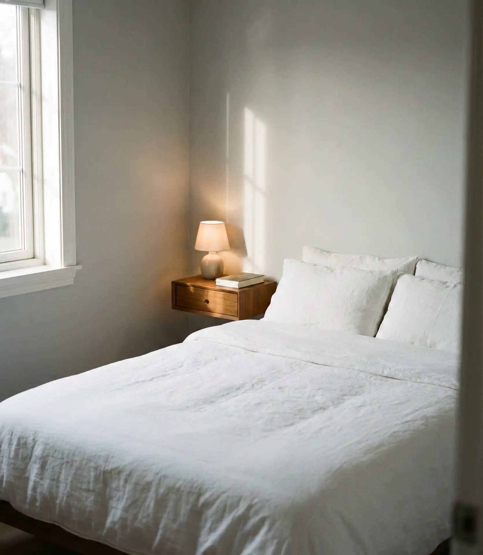 Double Bed with Wall-Mounted Nightstand 1