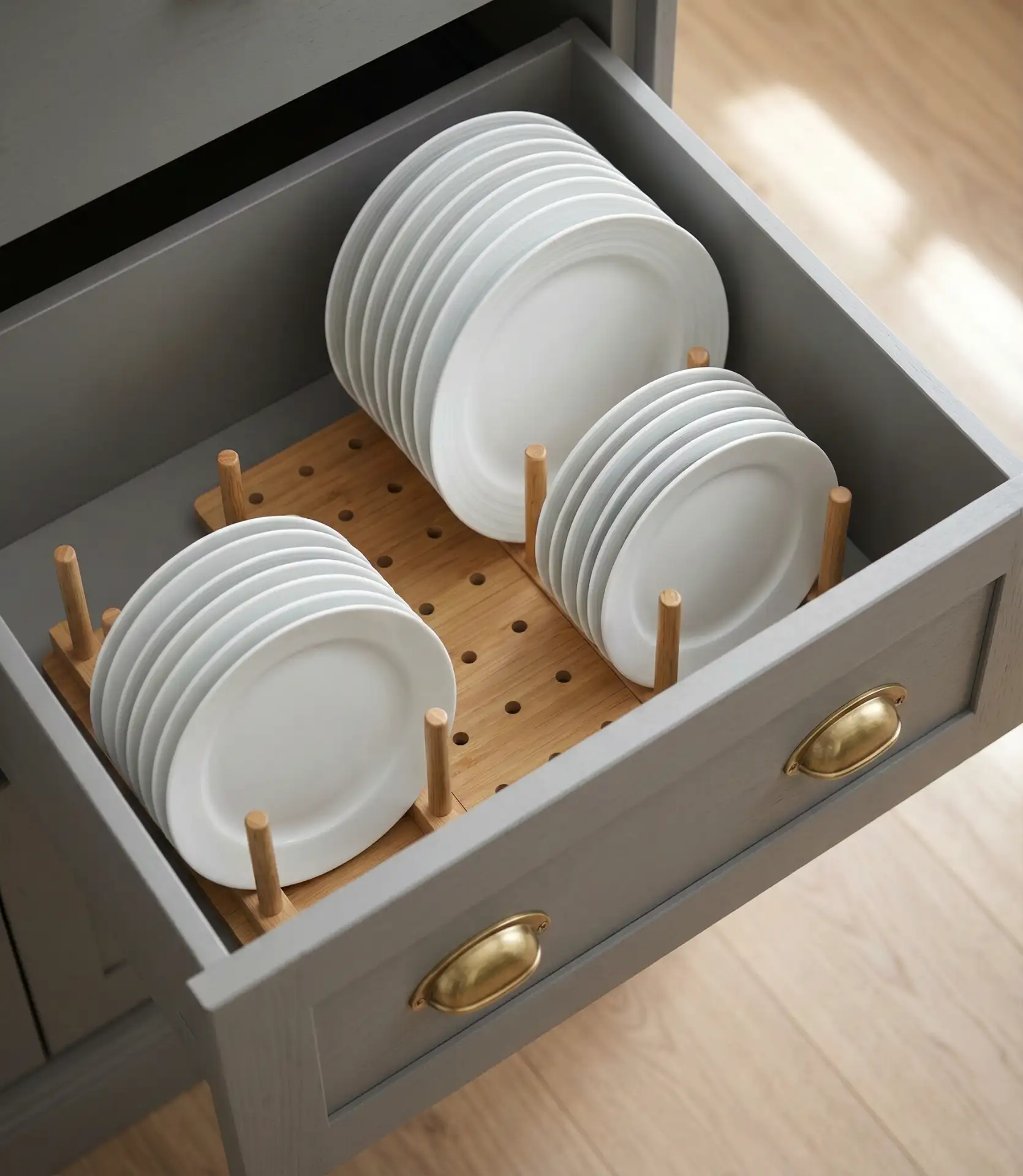 Drawer Peg Systems for Dishes and Plates 1
