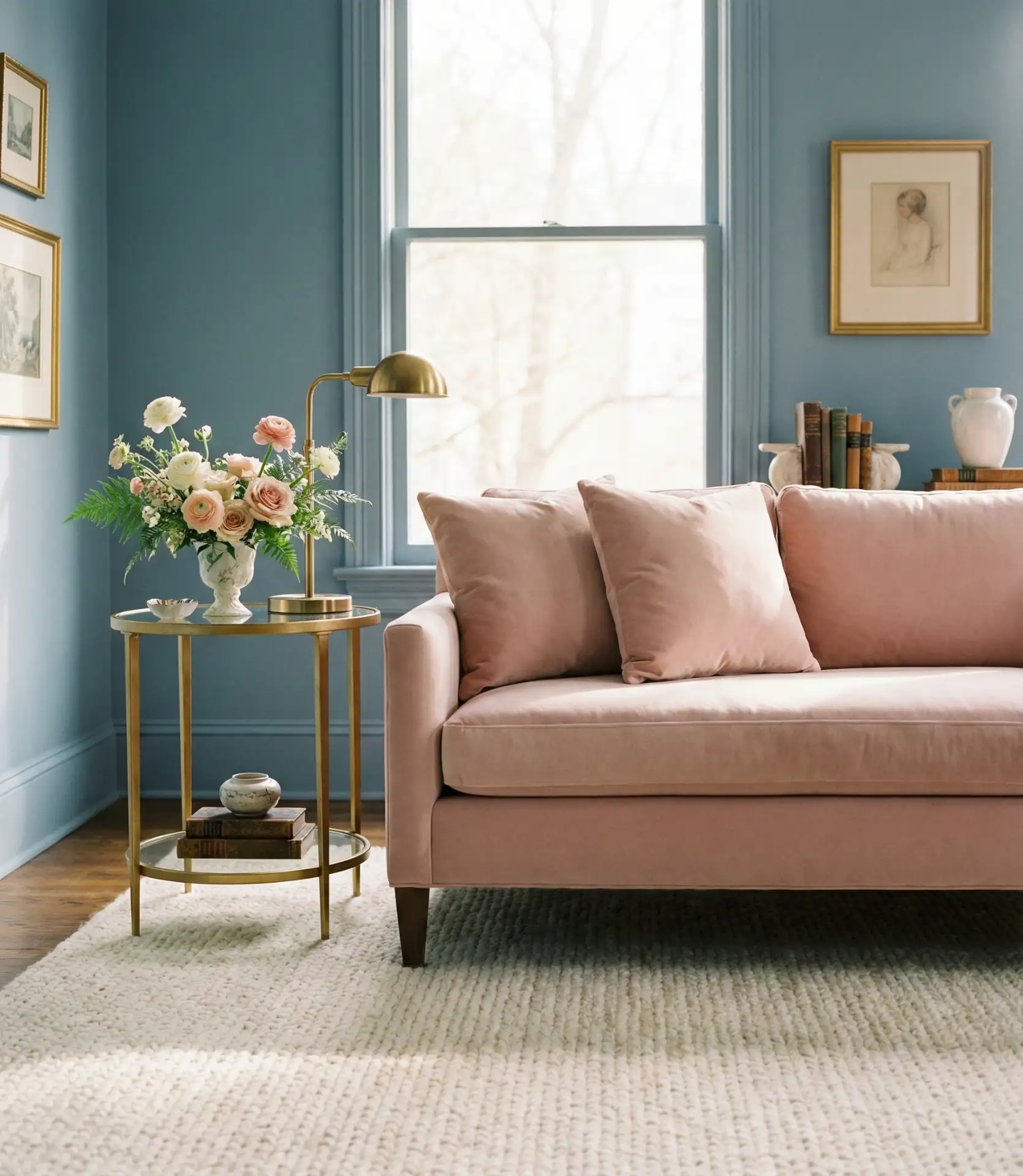 Dusty Blue and Blush Pink Feminine Touch 1