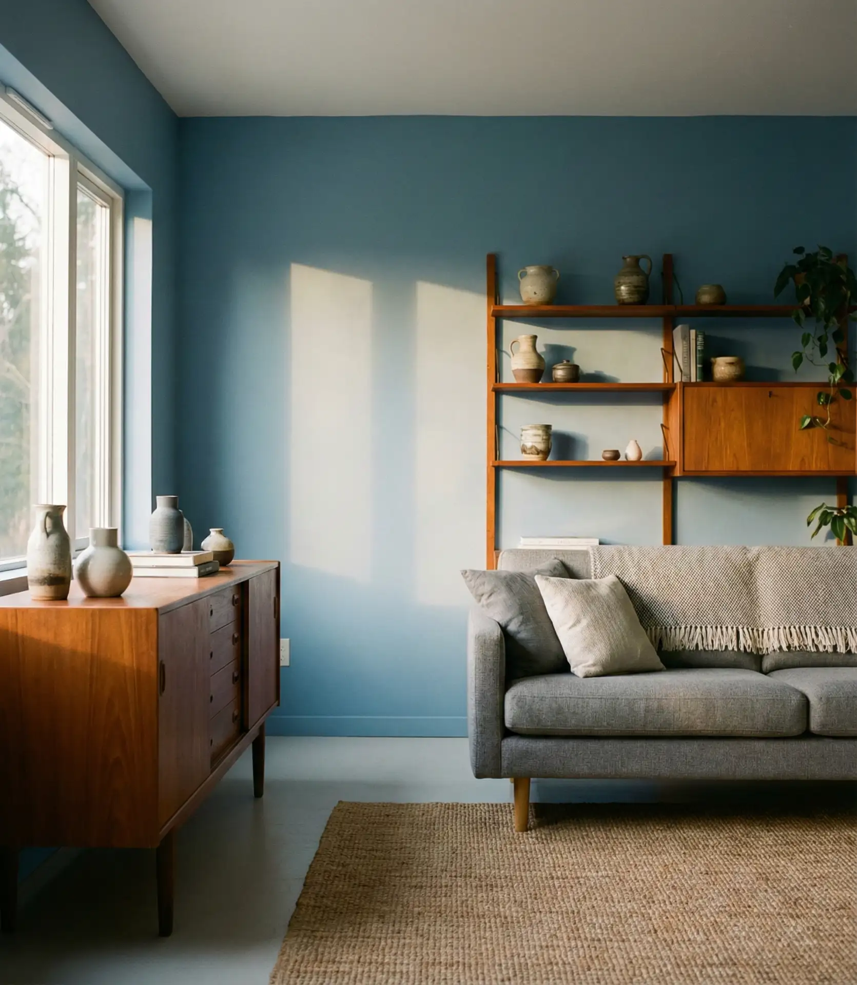 Dusty Blue and Warm Wood 1